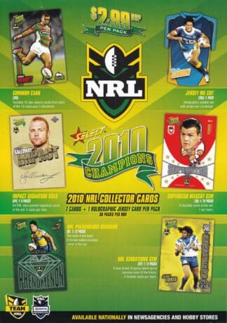 2010 NRL Champions Trading Cards.