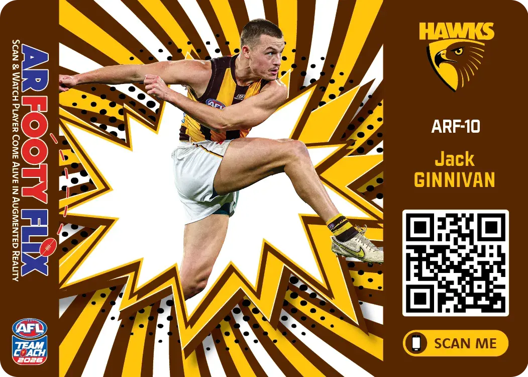 AFL 2026 Teamcoach AR Footy Flix trading card of Jack Ginnivan.