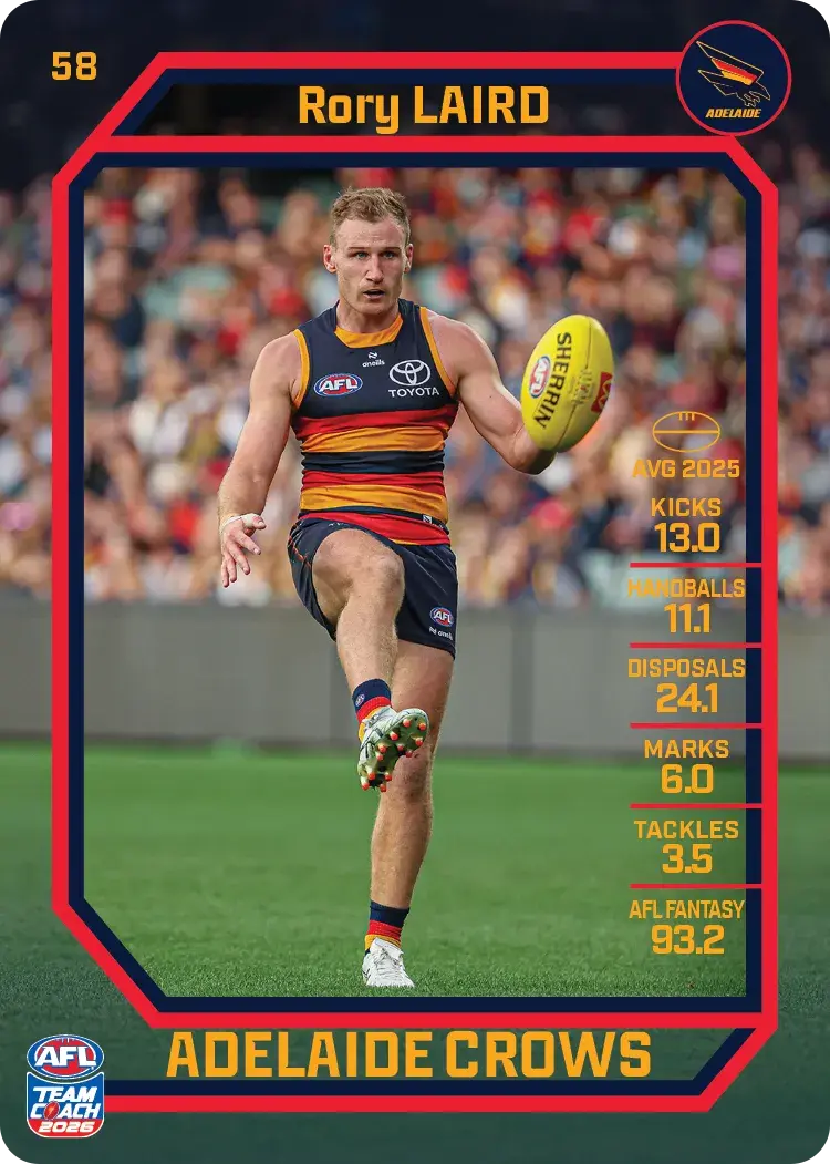 AFL 2026 Teamcoach Base Trading Card of Rory Laird