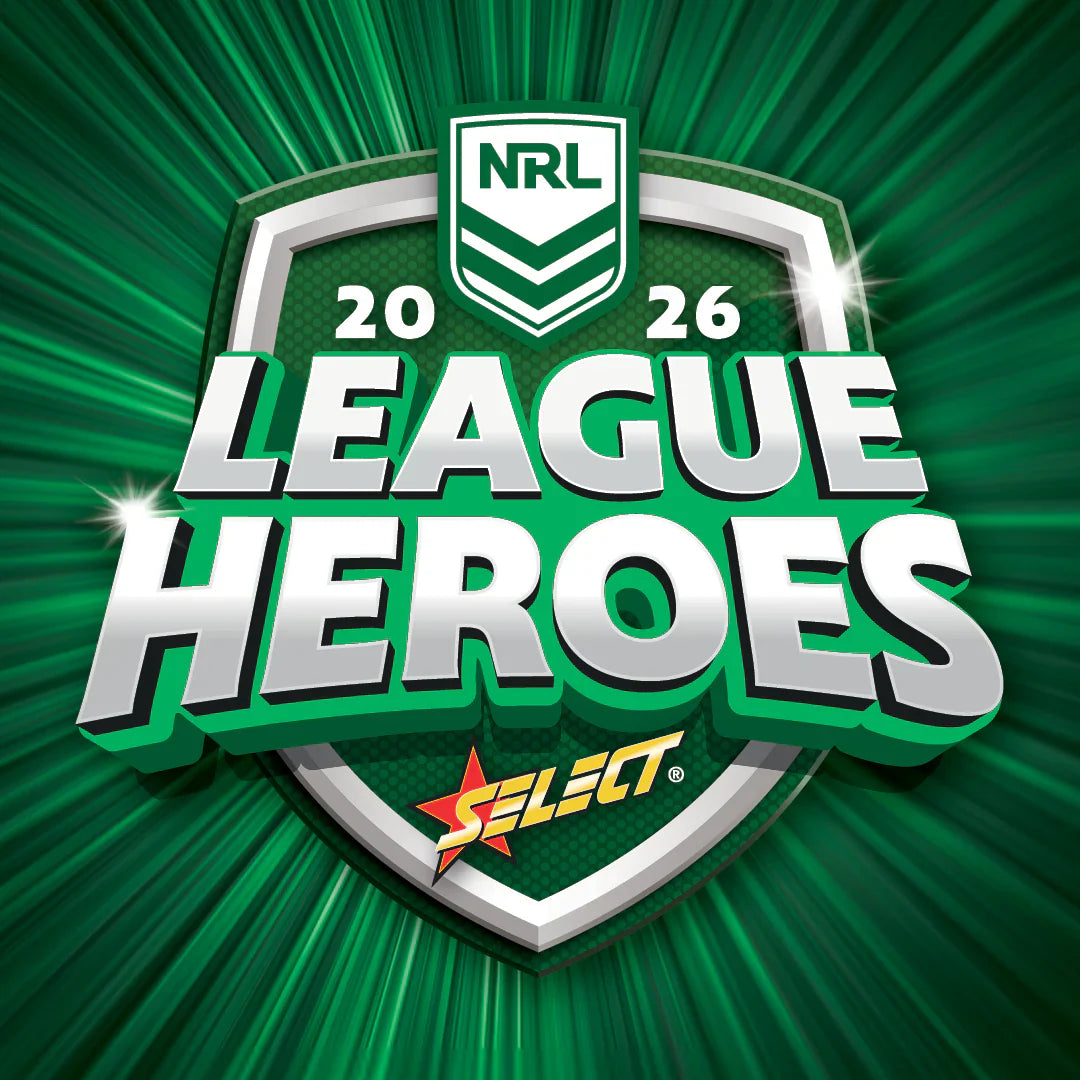 NRL 2026 League Heroes trading card logo.