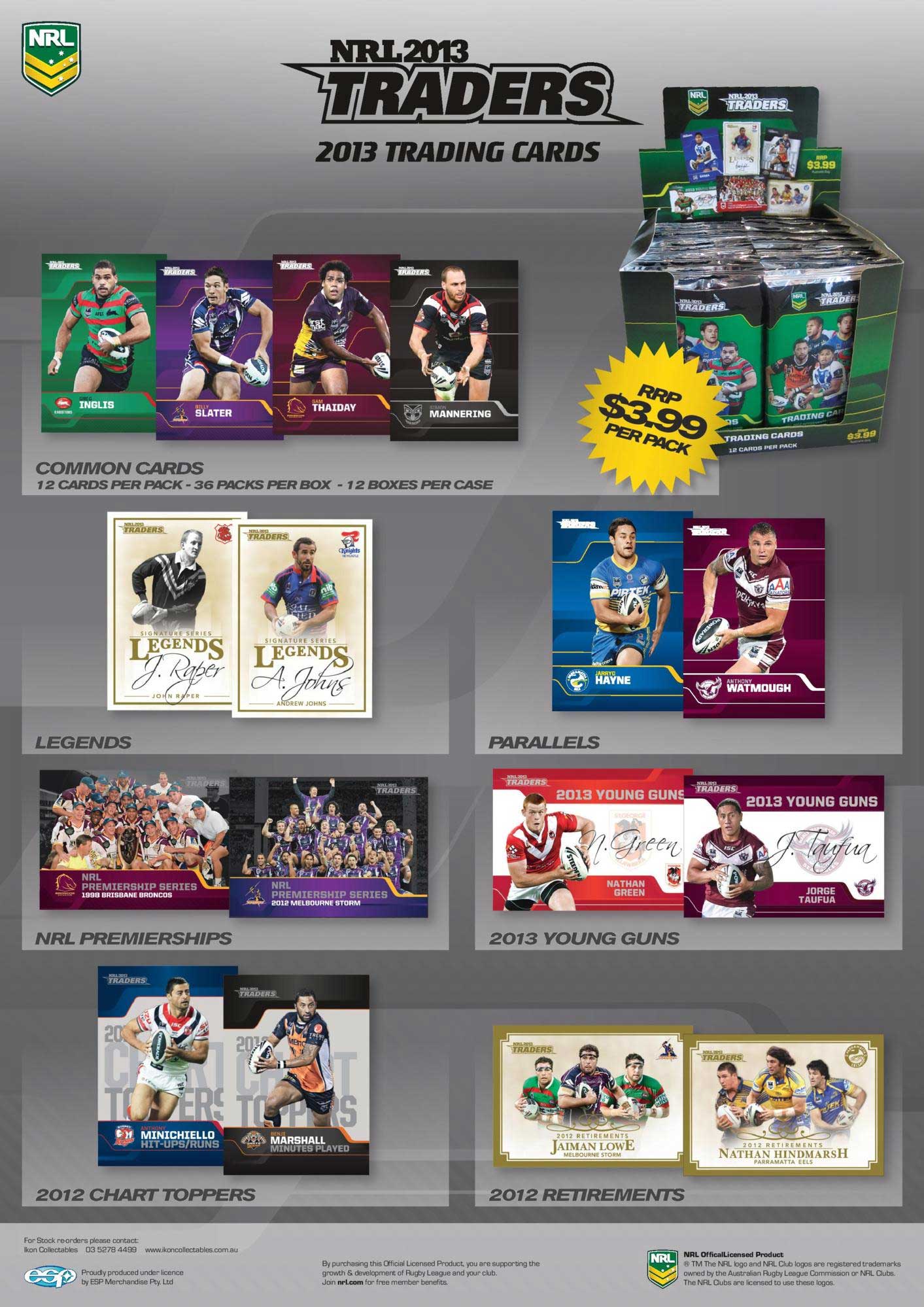 NRL 2013 Traders Trading Cards.