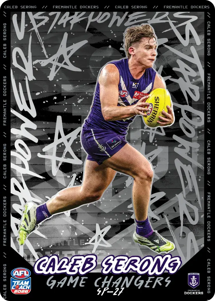 AFL 2026 Teamcoach Star Powers Silver trading card of Caleb Serong.