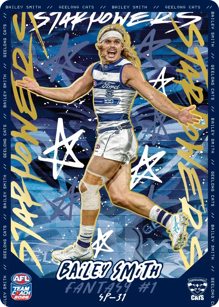 AFL 2026 Teamcoach Star Powers Team trading card of Bailey Smith.