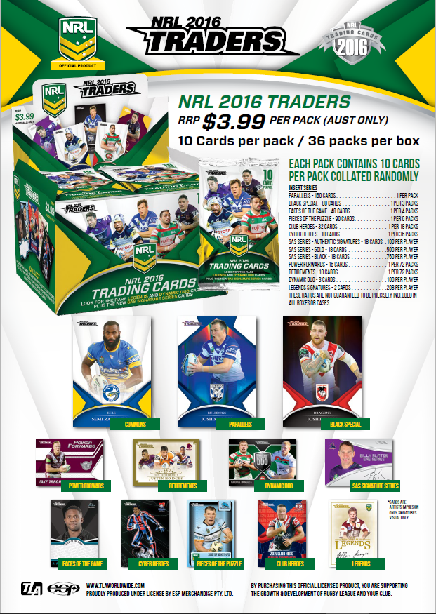 NRL 2016 Traders Trading Cards