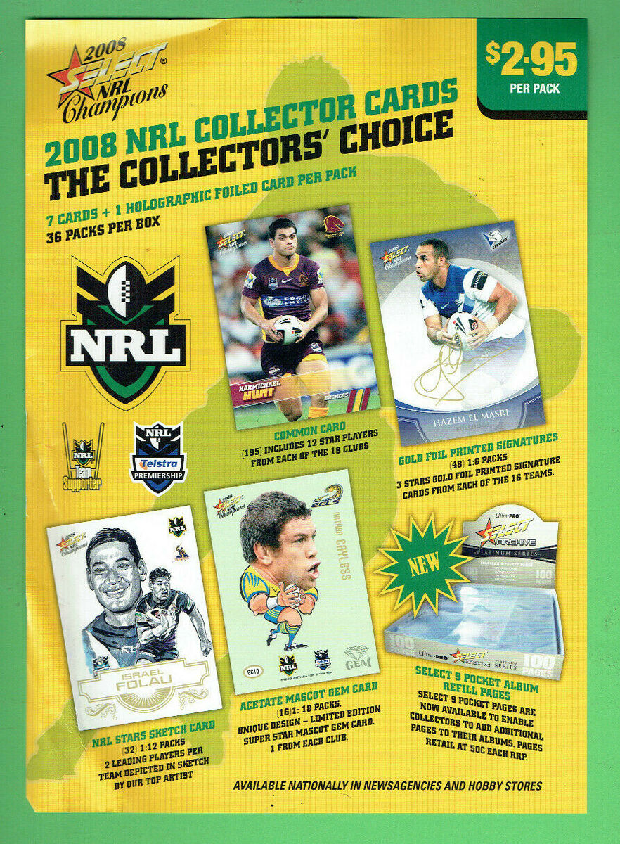 2008 NRL Select Champions Trading Cards