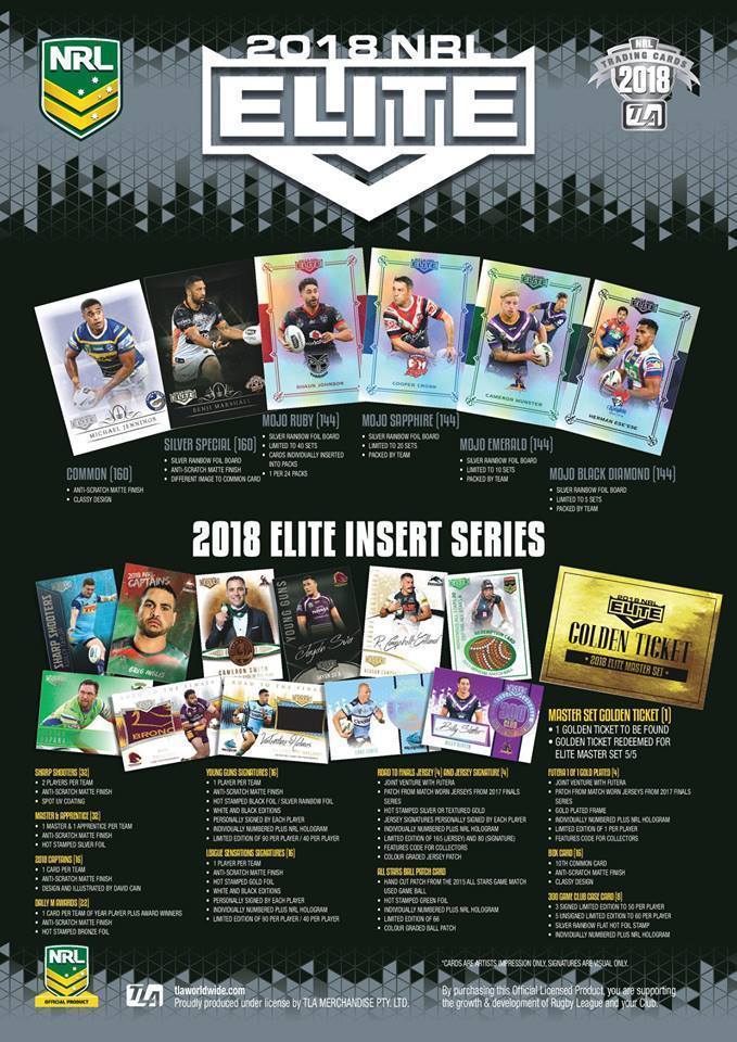 NRL 2018 Elite Trading Cards