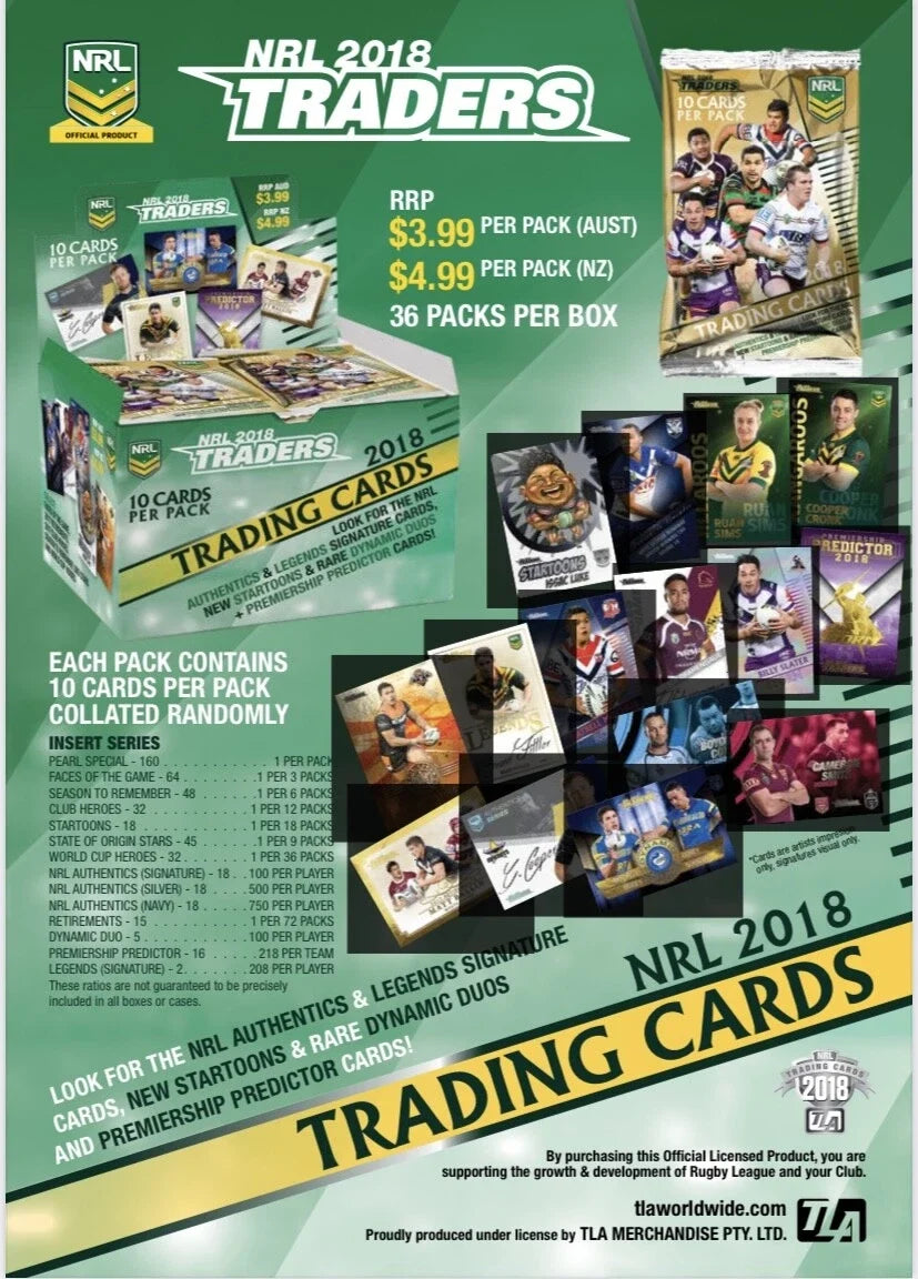 NRL 2018 Traders Trading Cards
