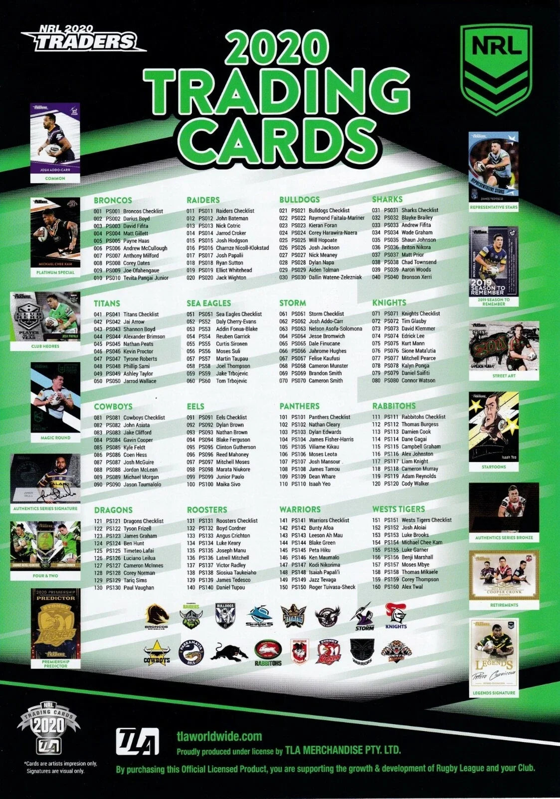NRL 2020 Traders Trading Cards