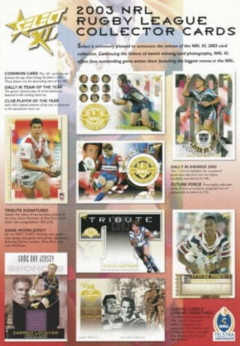 2003 NRL Select XL Trading Cards