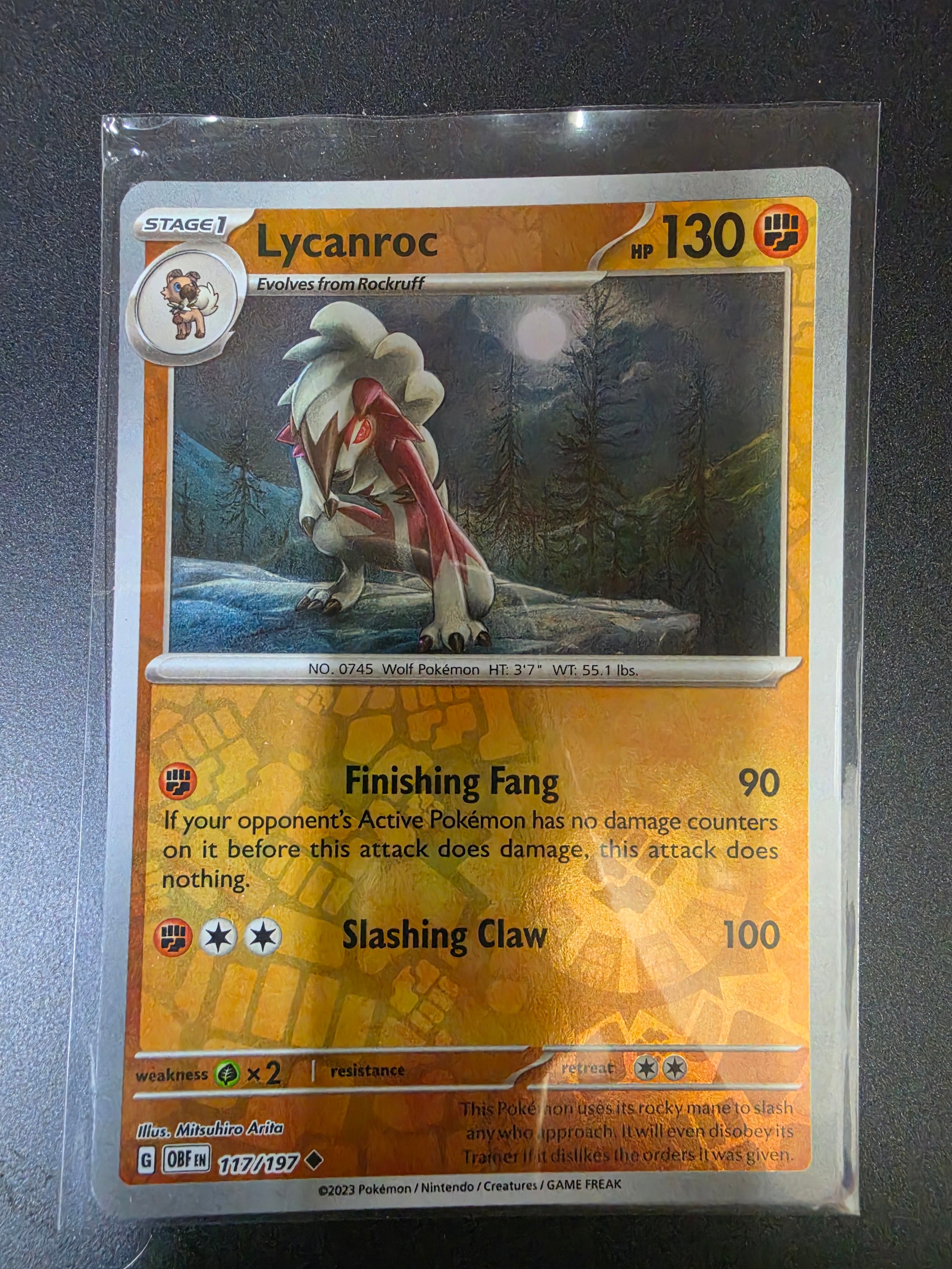 Pokemon TCG Obsidian Flames #117 Lycanroc Reverse Holo