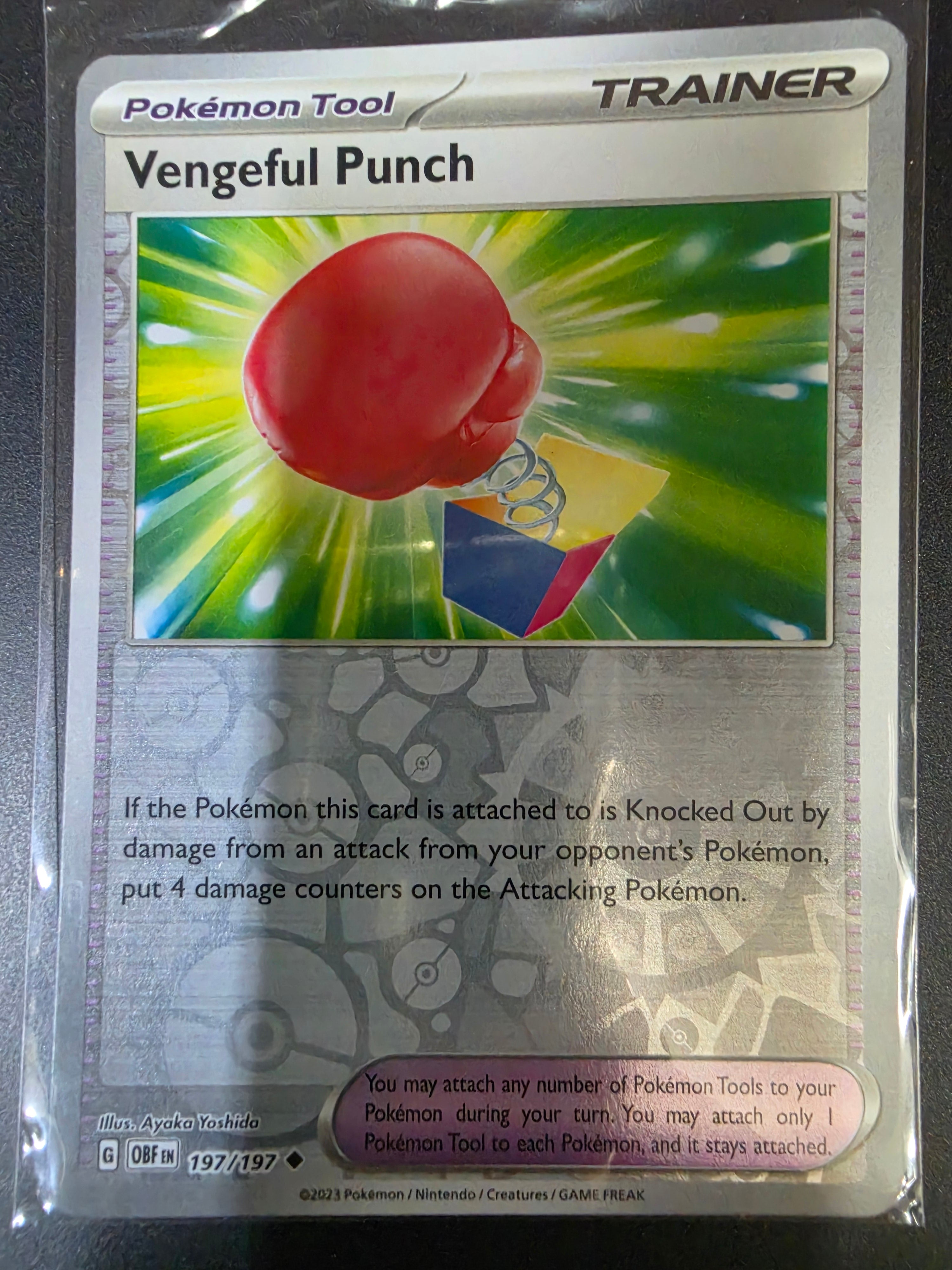 Pokemon TCG Obsidian Flames #197 Vengeful Punch Reverse Holo