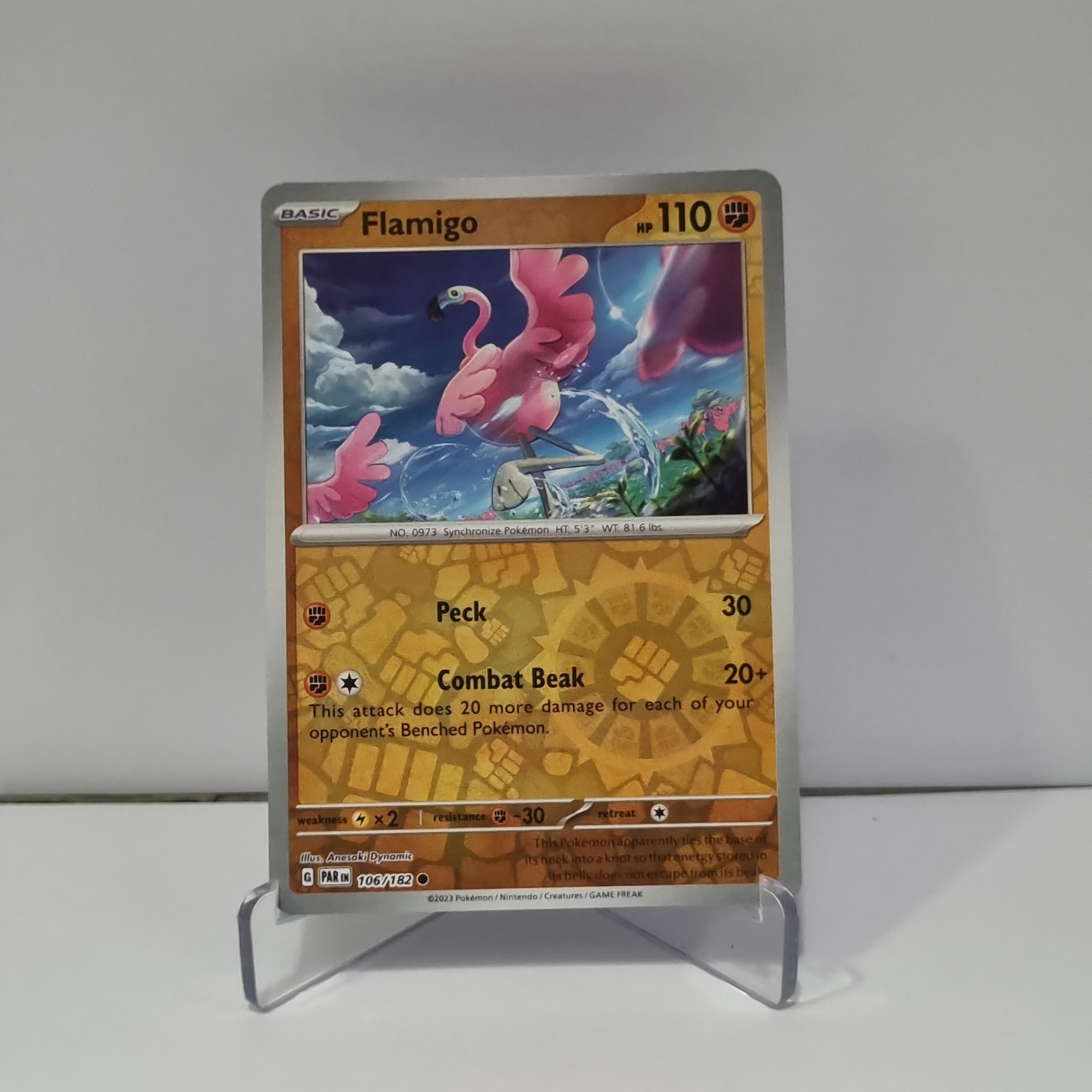 Pokemon TCG: Paradox Rift Reverse Holo card - Flamigo.