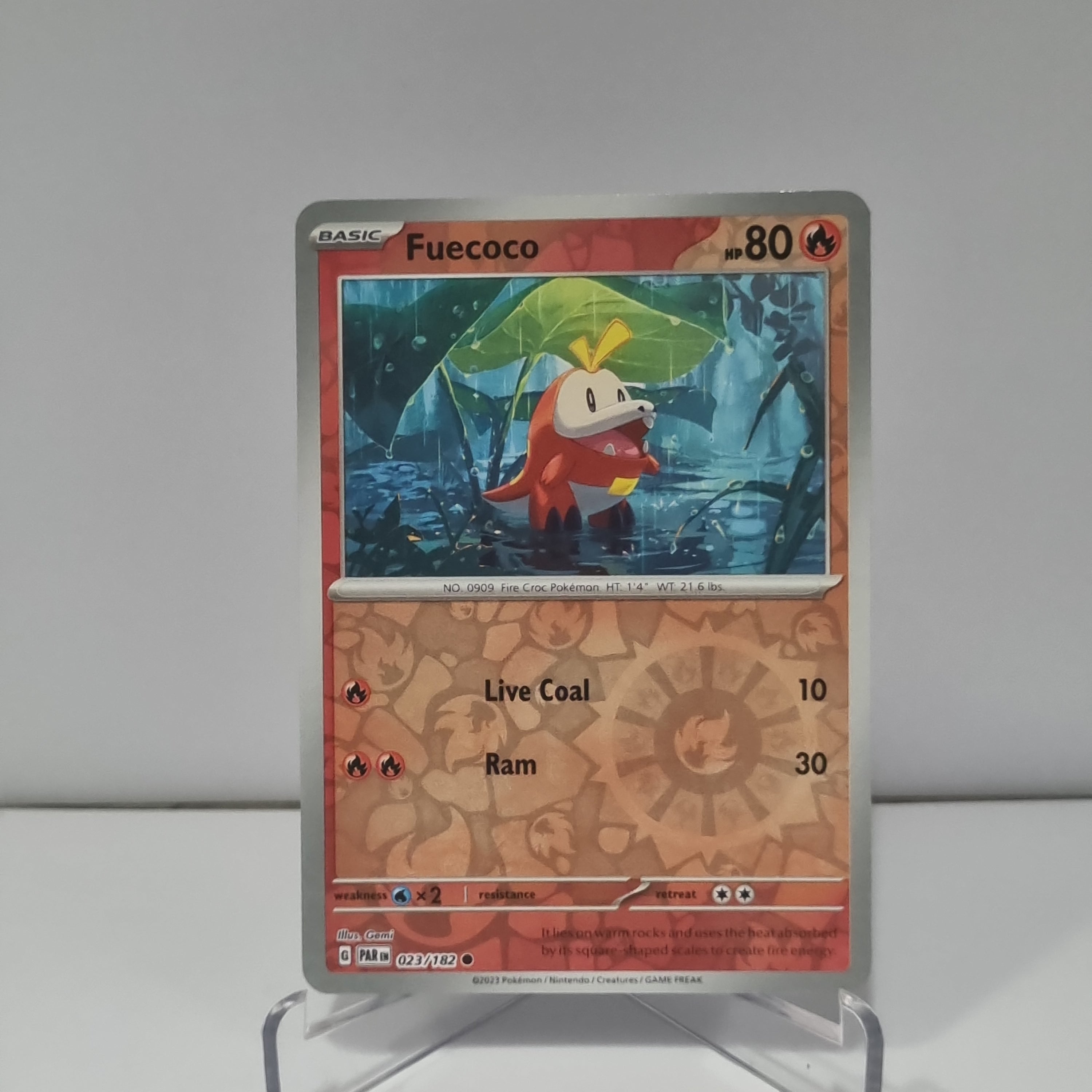 Pokemon TCG: Paradox Rift Reverse Holo card - Fuecoco.