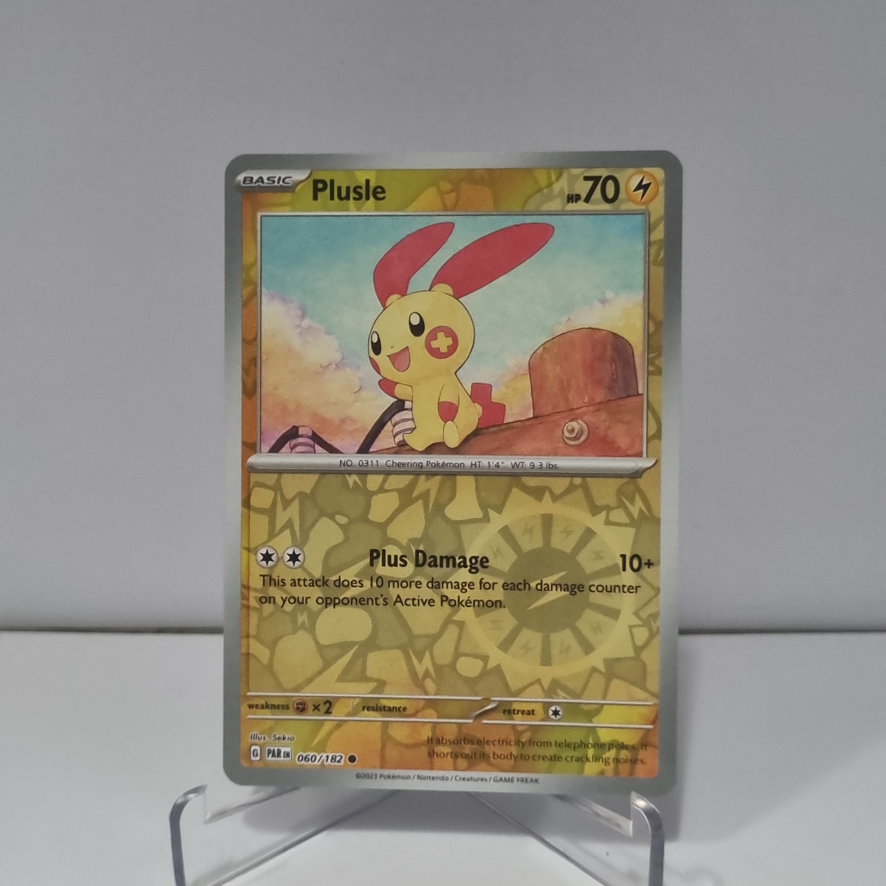 Pokemon TCG: Paradox Rift Reverse Holo card - Plusle.