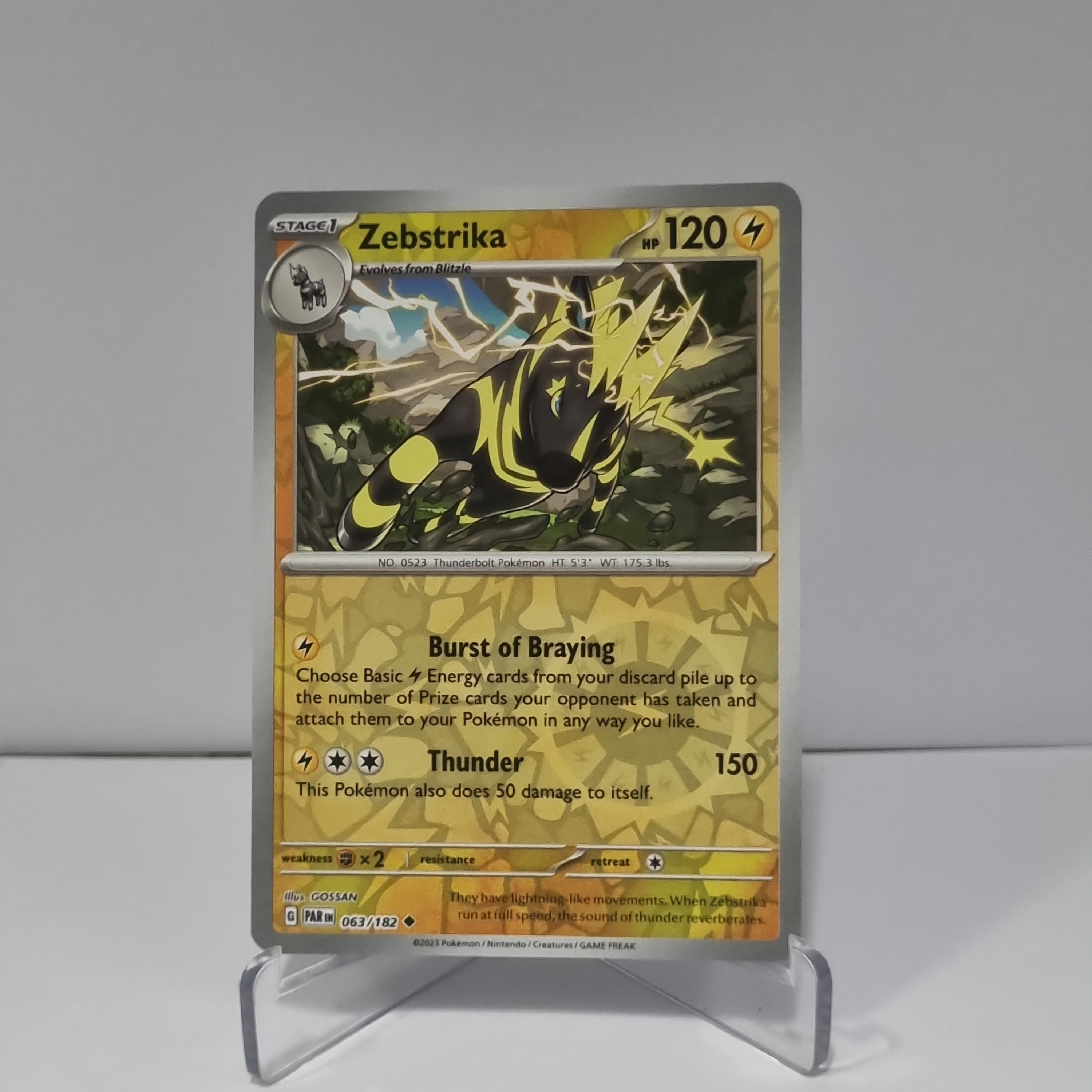 Pokemon TCG: Paradox Rift Reverse Holo card - Zebstrika.