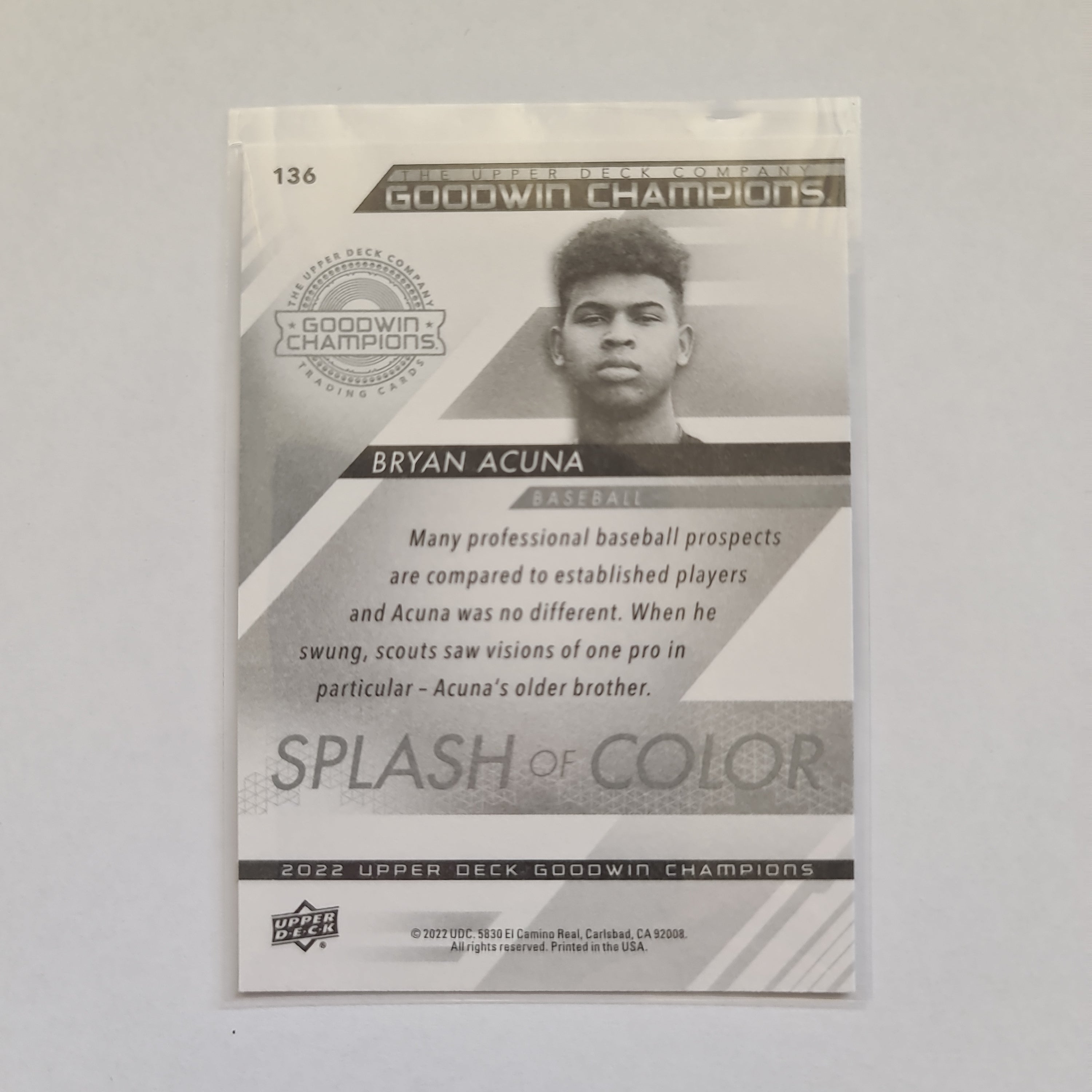 2022 Goodwin Champions - Splash of Color Base - #136 - Bryan Acuna