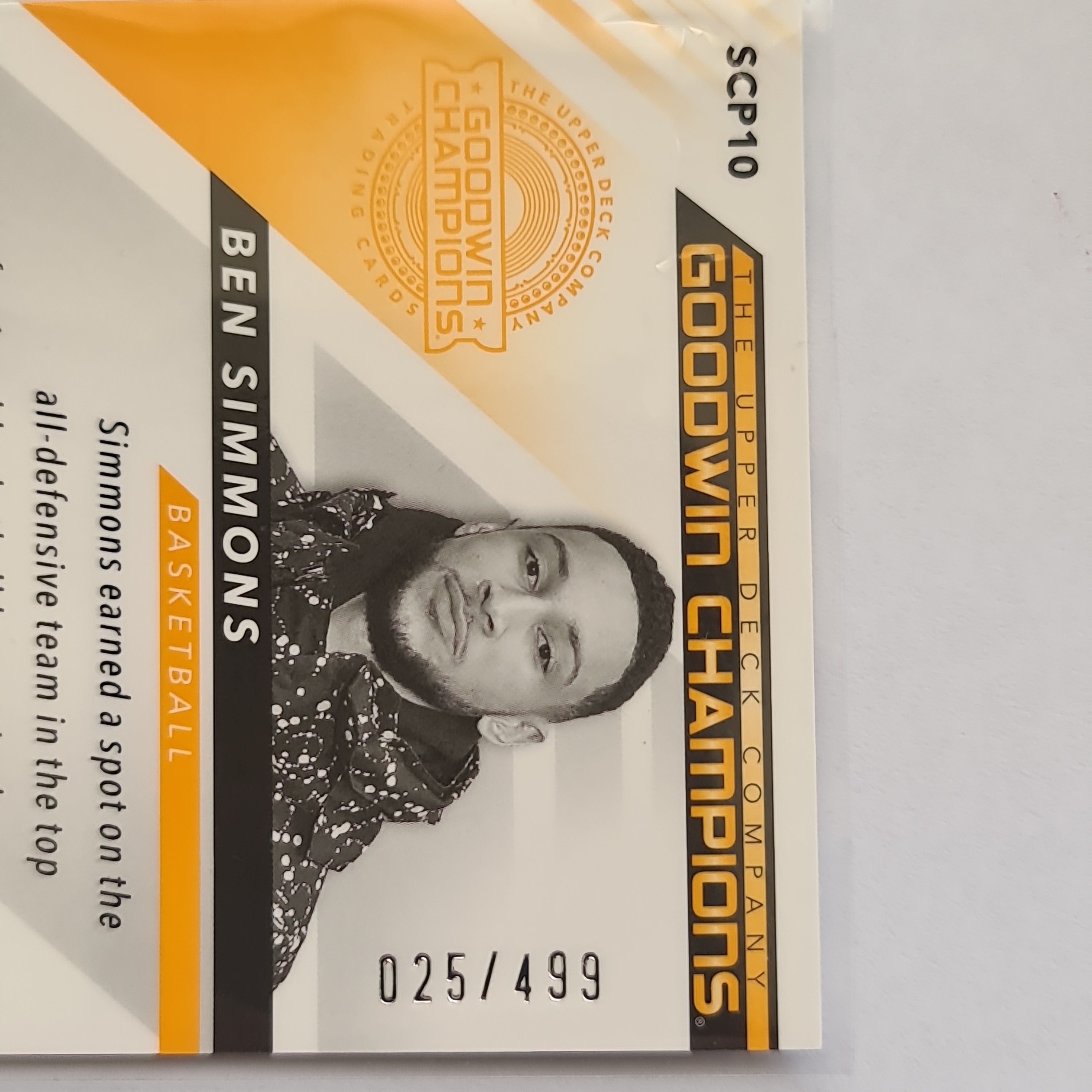 2022 Goodwin Champions Splash of Color Orange Prizm Ben Simmons 25/499