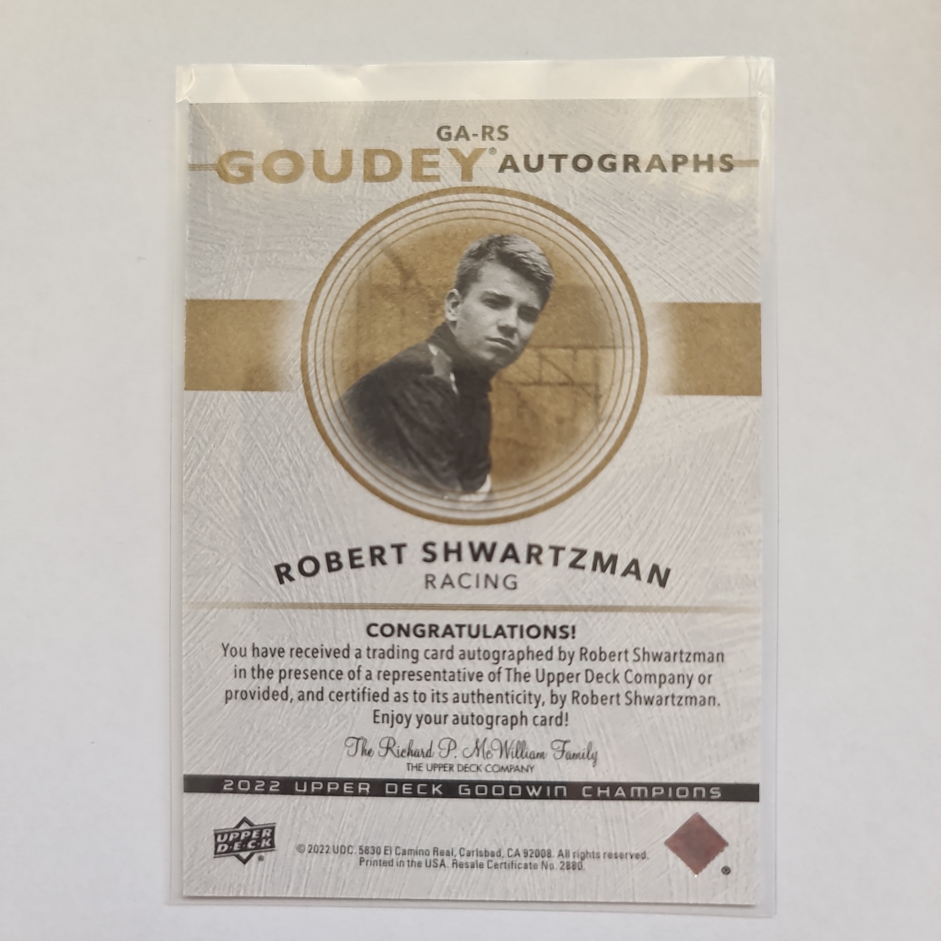 2022 Goodwin Champions - Goudey Autographs - #GA-RS Robert Shwartzman