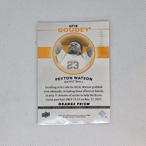2022 Goodwin Champions Goudey Orange Prizm #GP18 Peyton Watson 251/499