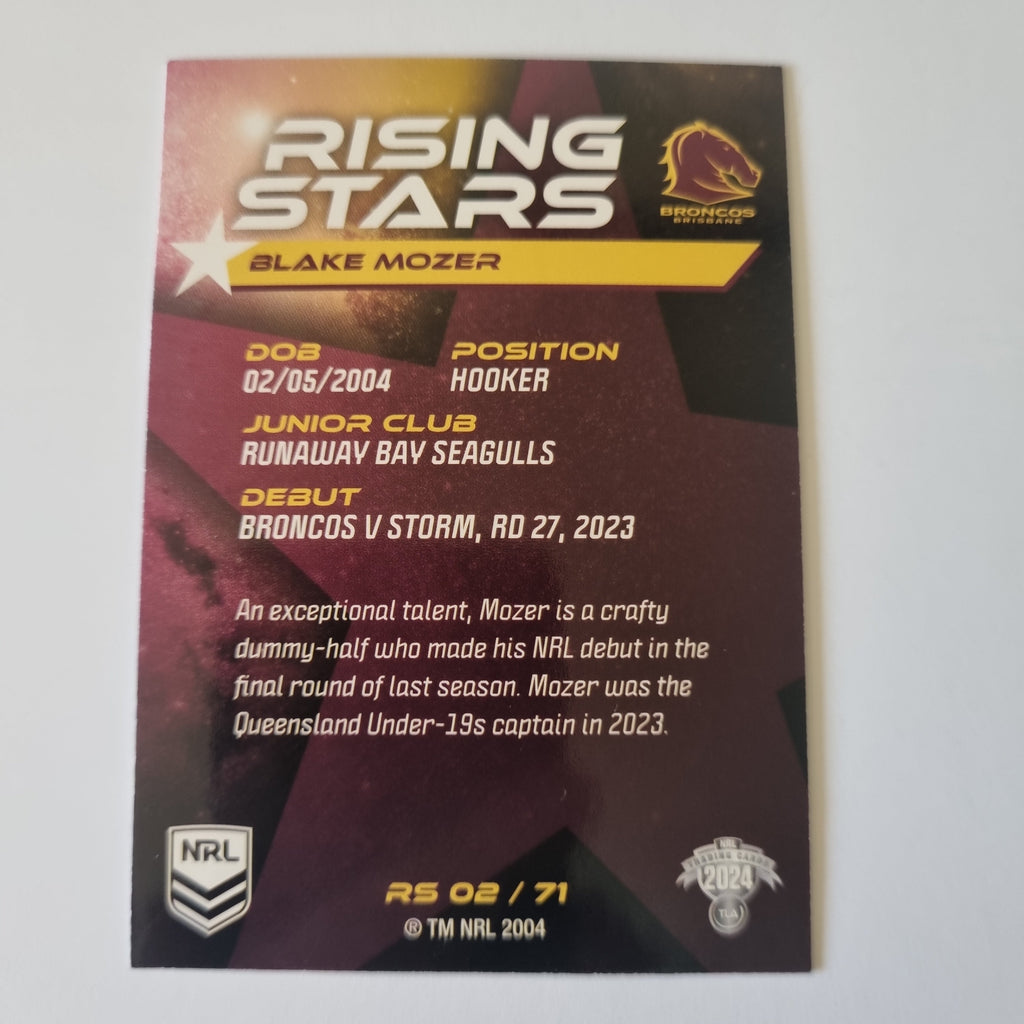 NRL 2024 Traders - Rising Stars - #RS02 - Blake Mozer - Broncos