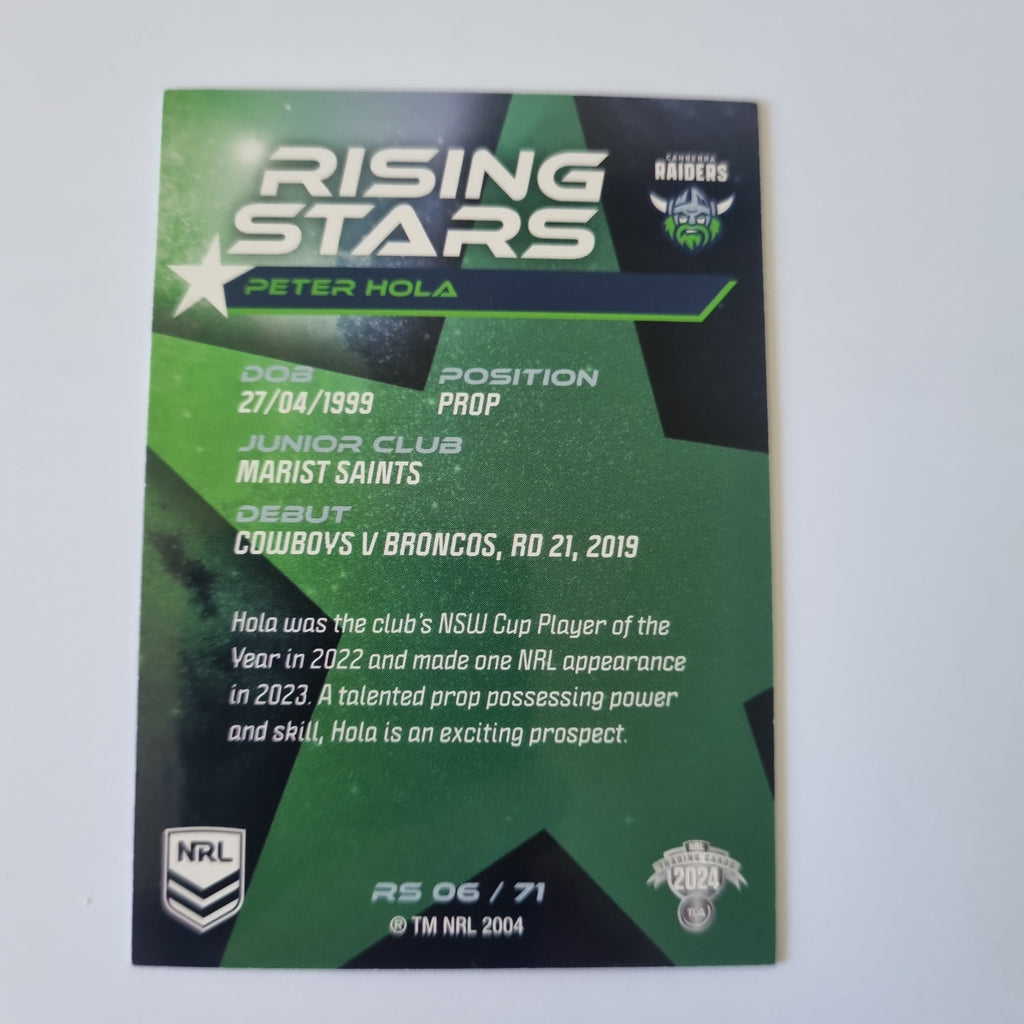 NRL 2024 Traders - Rising Stars - #RS06 - Peter Hola - Raiders