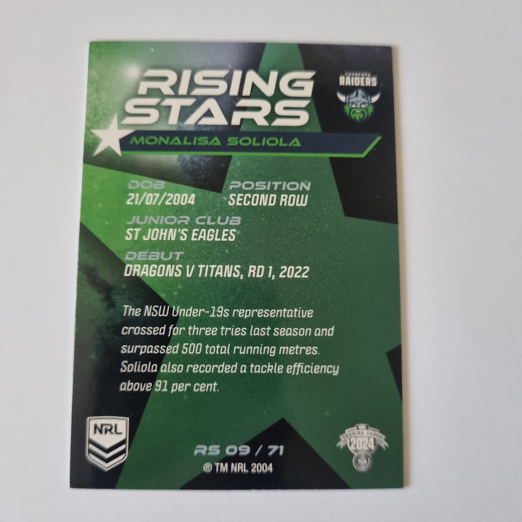 NRL 2024 Traders - Rising Stars - #RS09 - Monalisa Soliola - Raiders