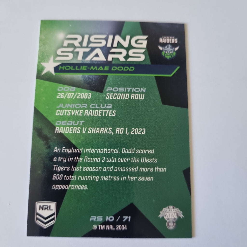 NRL 2024 Traders - Rising Stars - #RS10 - Hollie-Mae Dood - Raiders