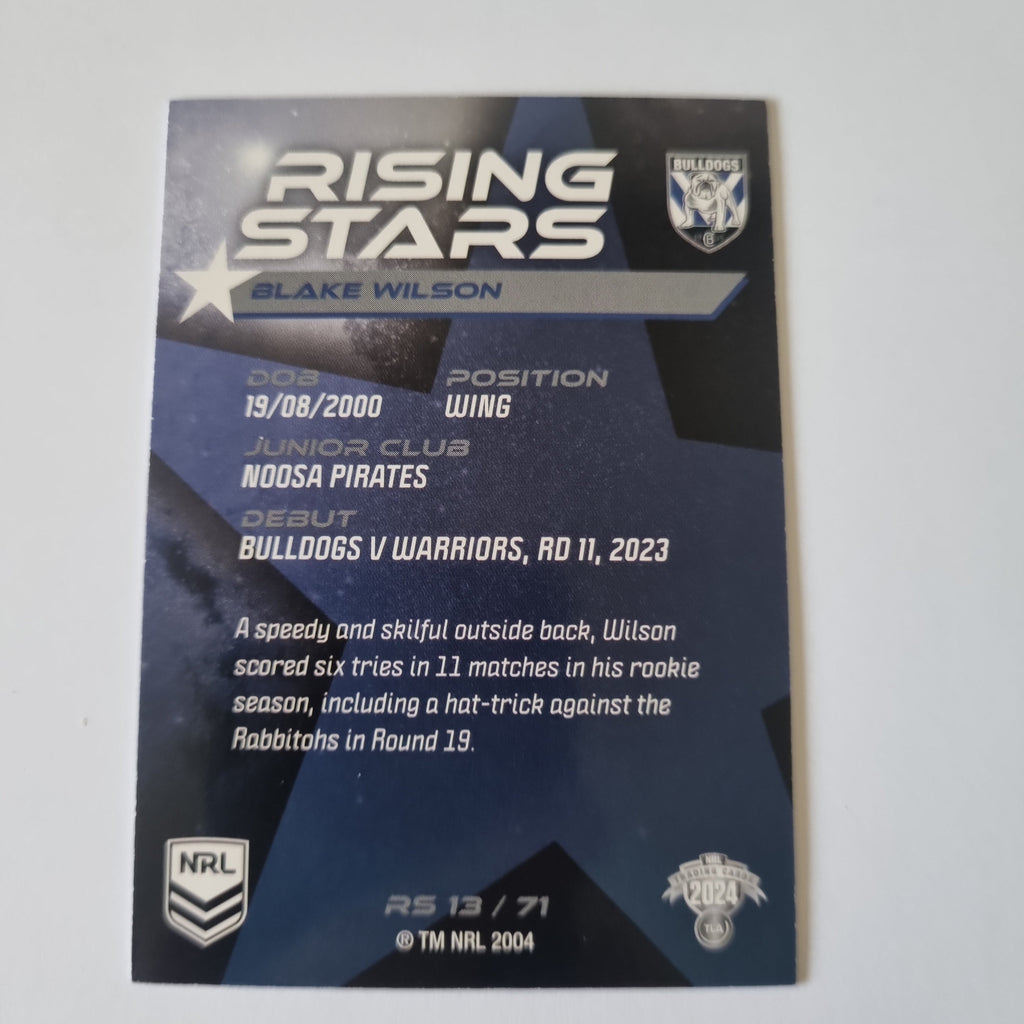 NRL 2024 Traders - Rising Stars - #RS13 - Blake Wilson - Bulldogs
