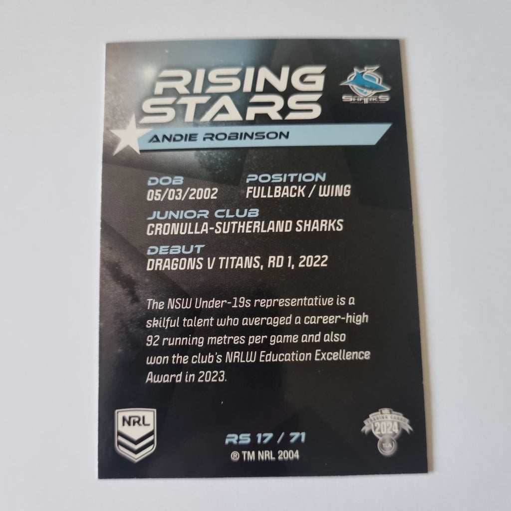 NRL 2024 Traders - Rising Stars - #RS17 - Andie Robinson - Sharks