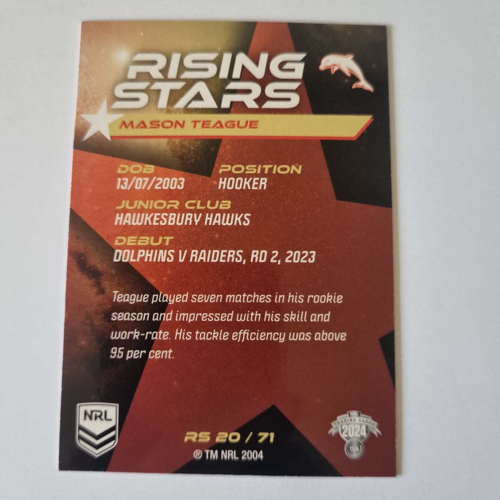 NRL 2024 Traders - Rising Stars - #RS20 - Mason Teague - Dolphins