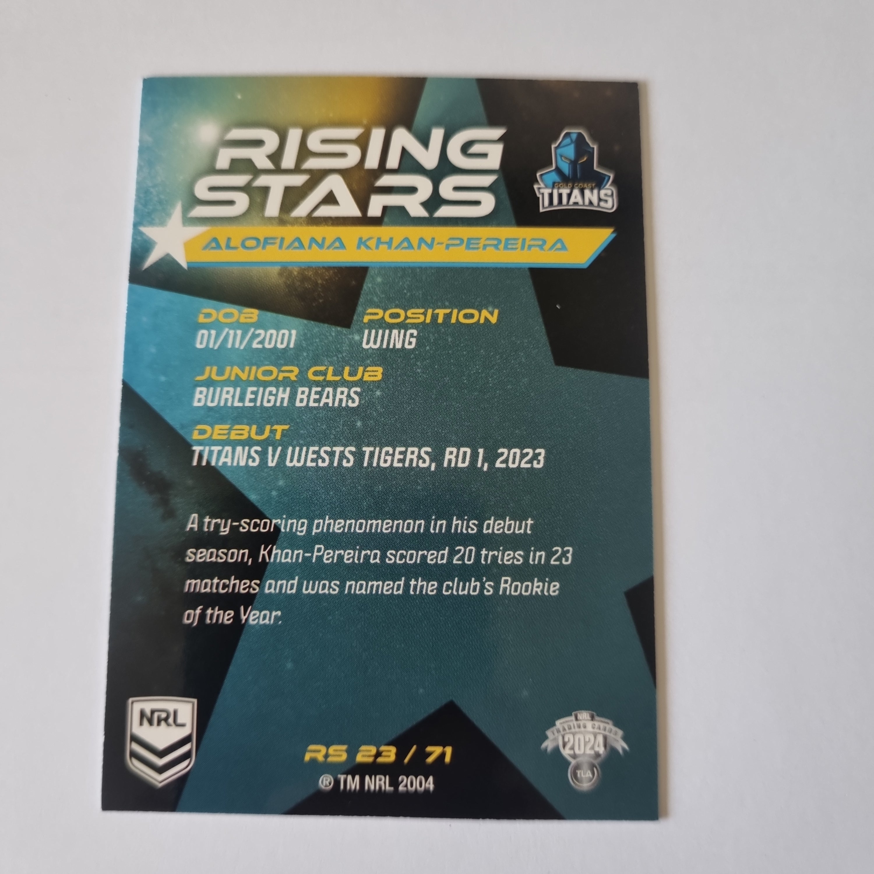 NRL 2024 Traders - Rising Stars - #RS23 - Alofiana Khan-Pereira Titans