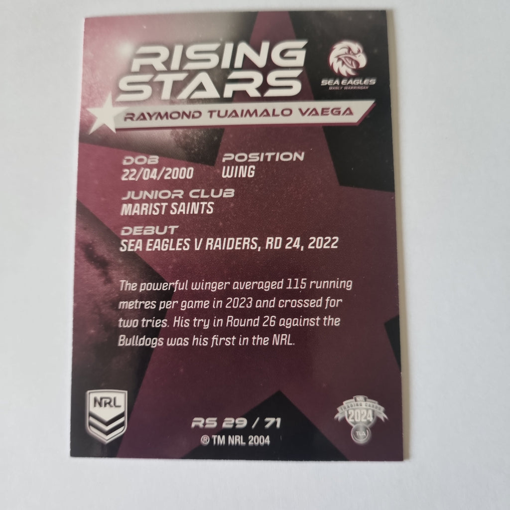 NRL 2024 Traders - Rising Stars RS29 Raymond Tuaimalo Vaega Sea Eagles