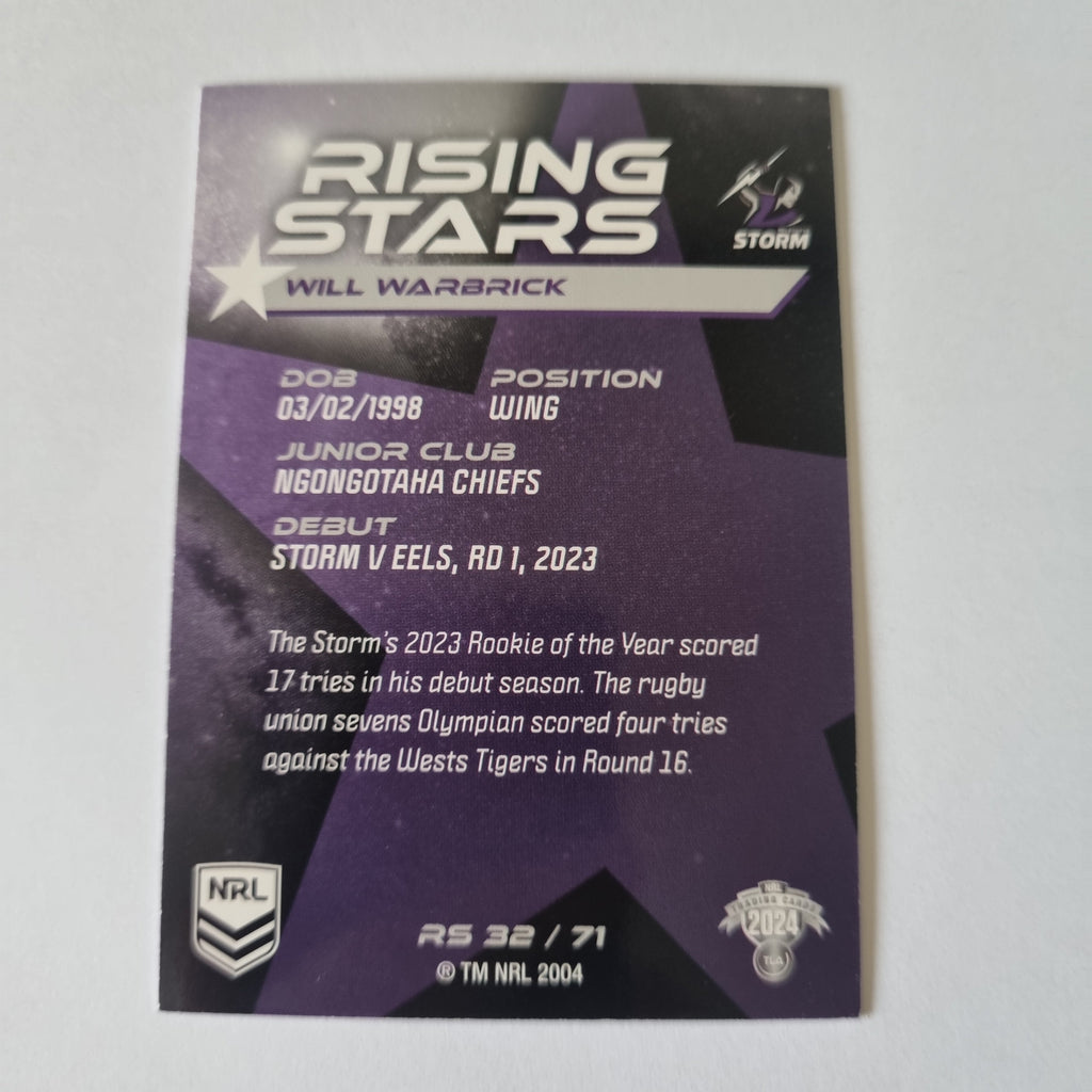 NRL 2024 Traders - Rising Stars - #RS32 - Will Warbrick - Storm