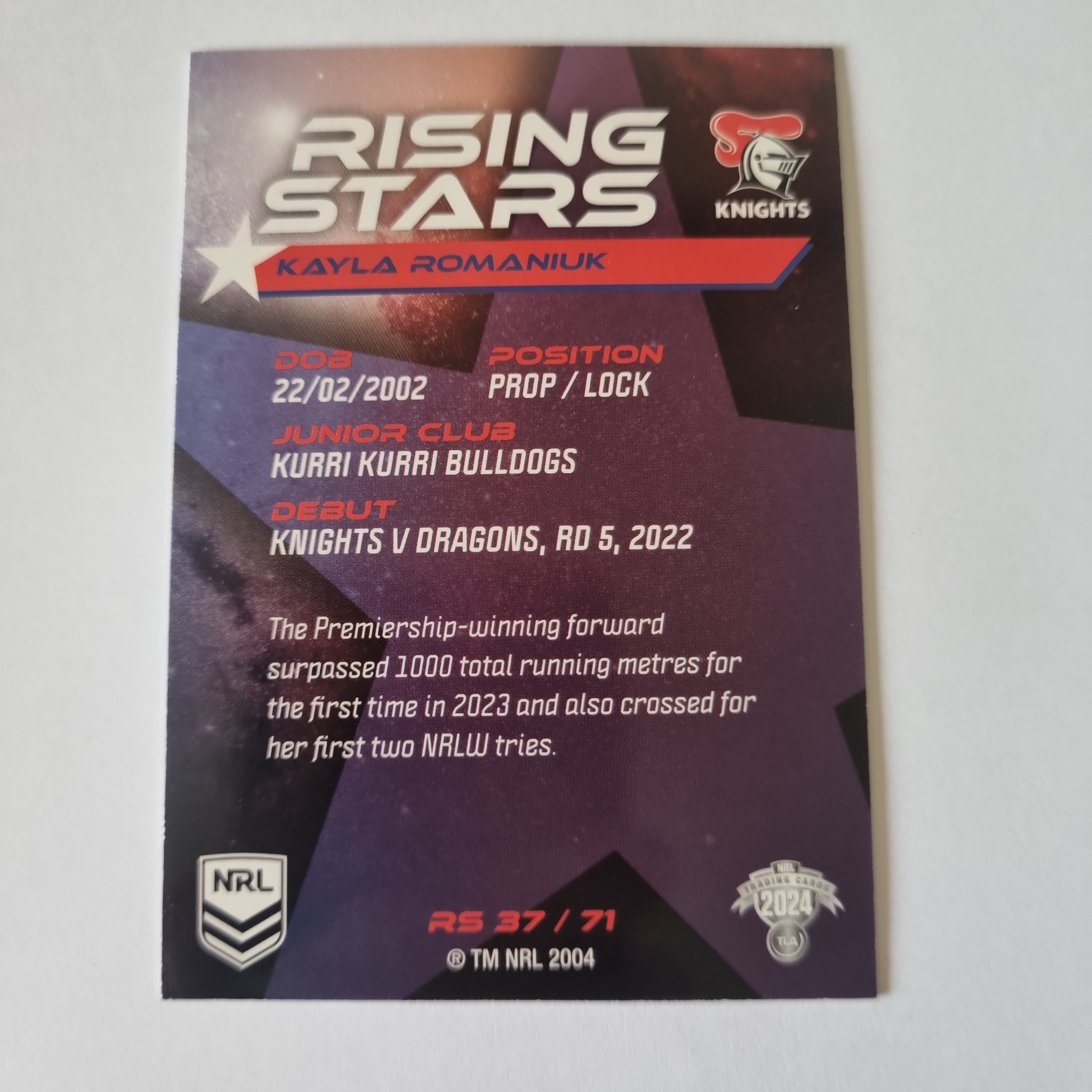 NRL 2024 Traders - Rising Stars - #RS37 - Kayla Romaniuk - Knights