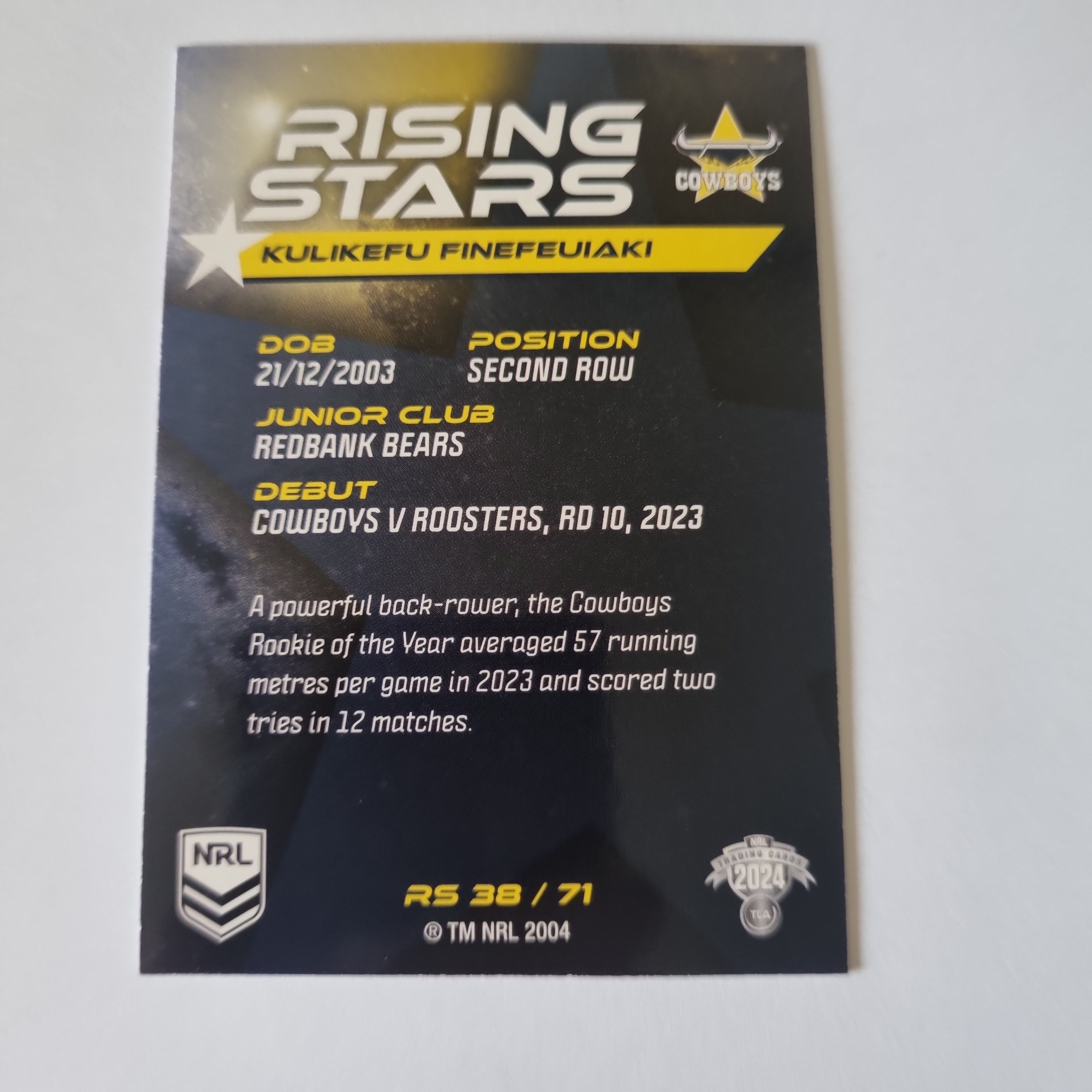 NRL 2024 Traders - Rising Stars - #RS38 - Kulikefu Finefeuiaki Cowboys