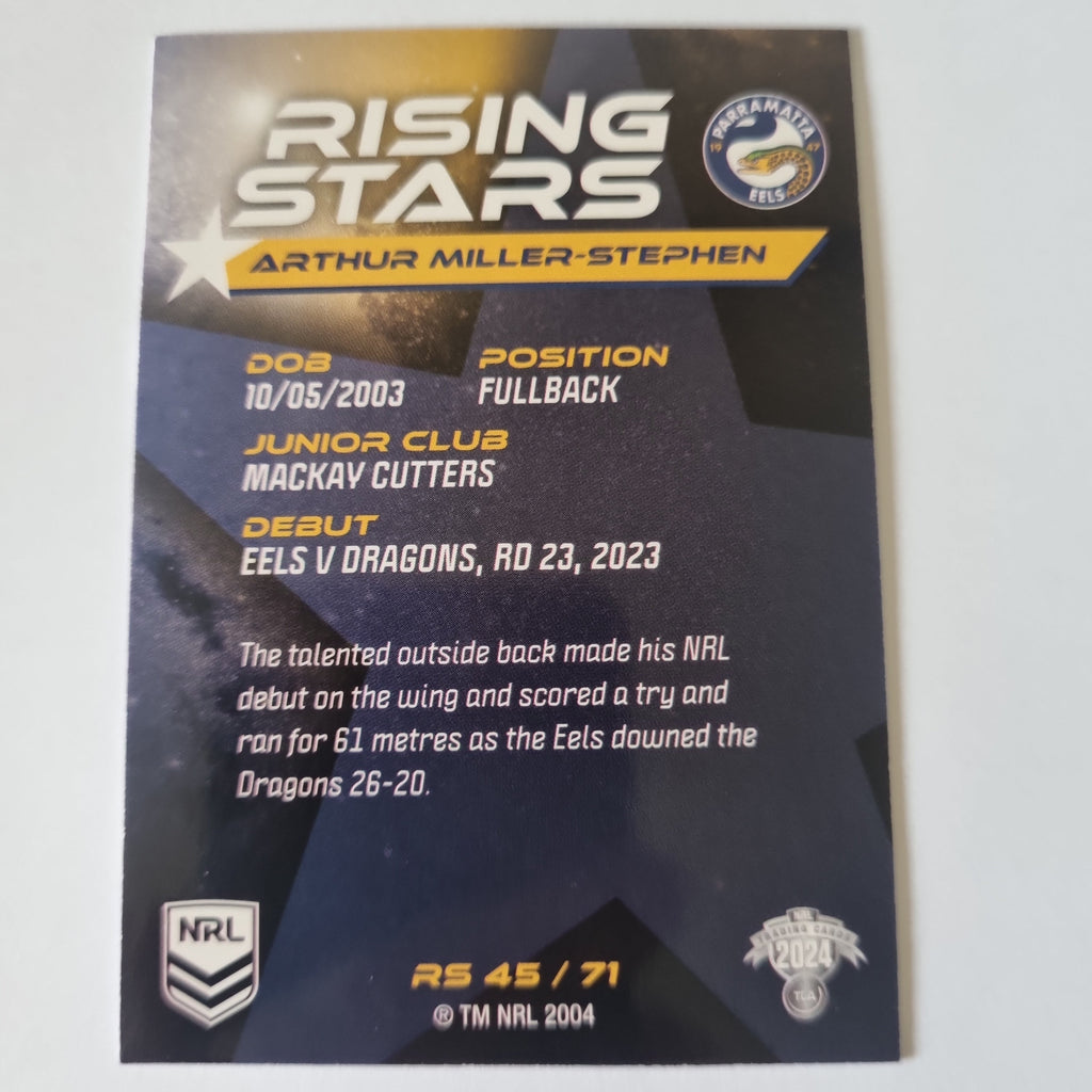 NRL 2024 Traders - Rising Stars - #RS45 - Arthur Miller-Stephen - Eels