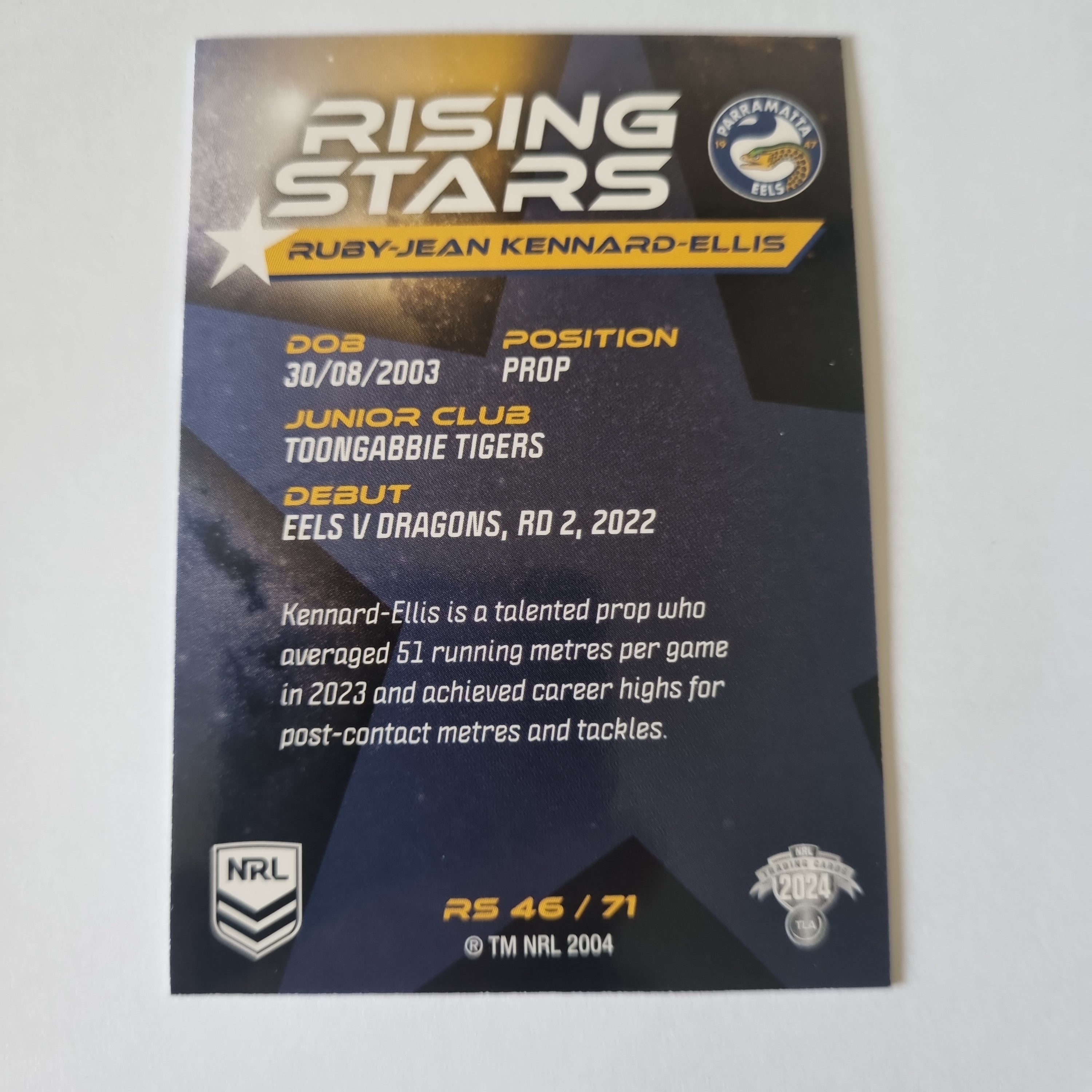 NRL 2024 Traders - Rising Stars - #RS46 - Ruby-Jean Kennard-Ellis Eels