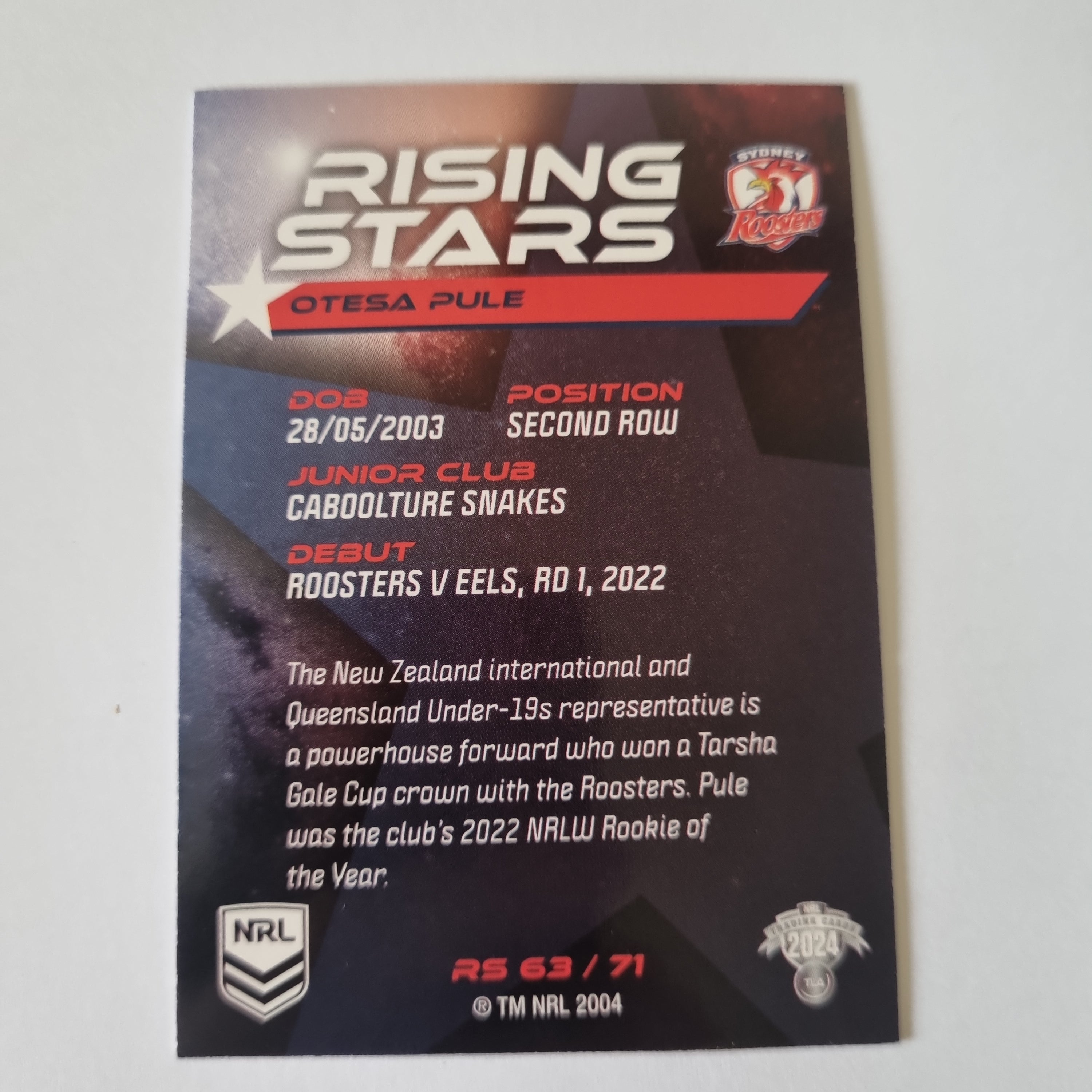 NRL 2024 Traders - Rising Stars - #RS63 - Otesa Pule - Roosters