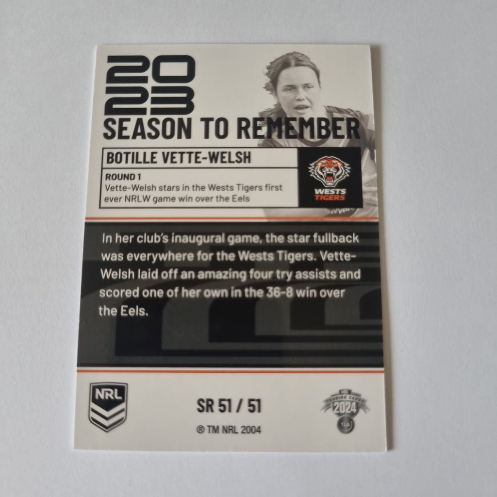 NRL 2024 Traders - Season to Remember SR51 Botille Vette-Welsh Tigers