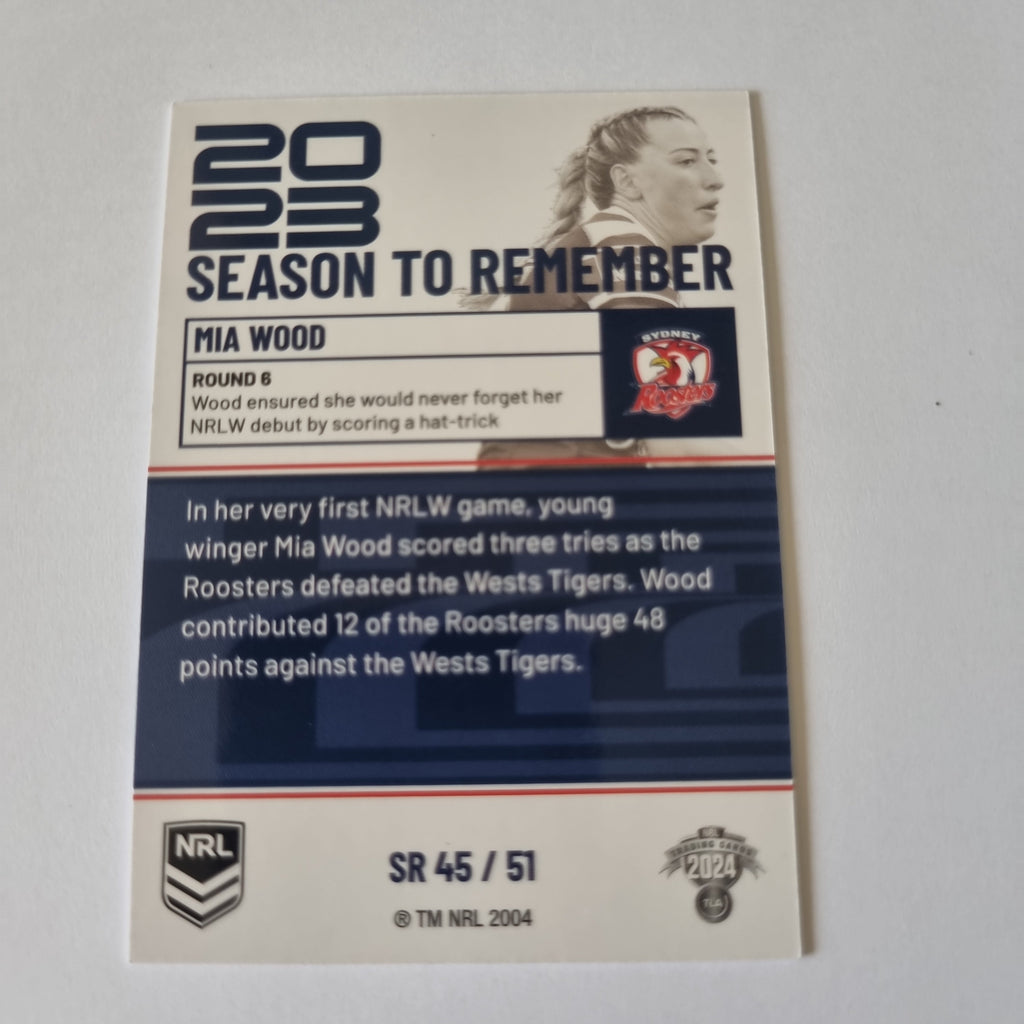 NRL 2024 Traders - Season to Remember - #SR45 - Mia Wood - Roosters