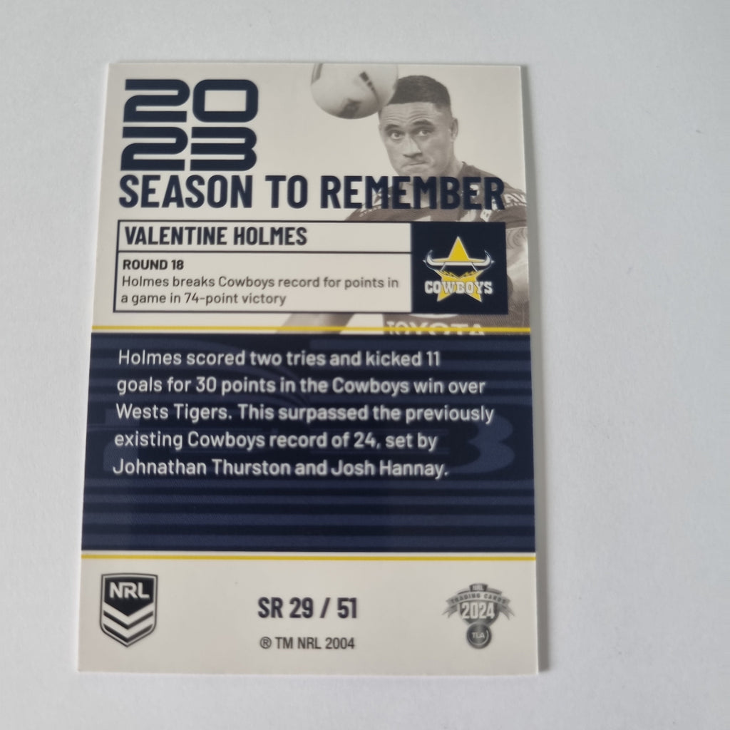 NRL 2024 Traders - Season to Remember - #SR29 Valentine Holmes Cowboys