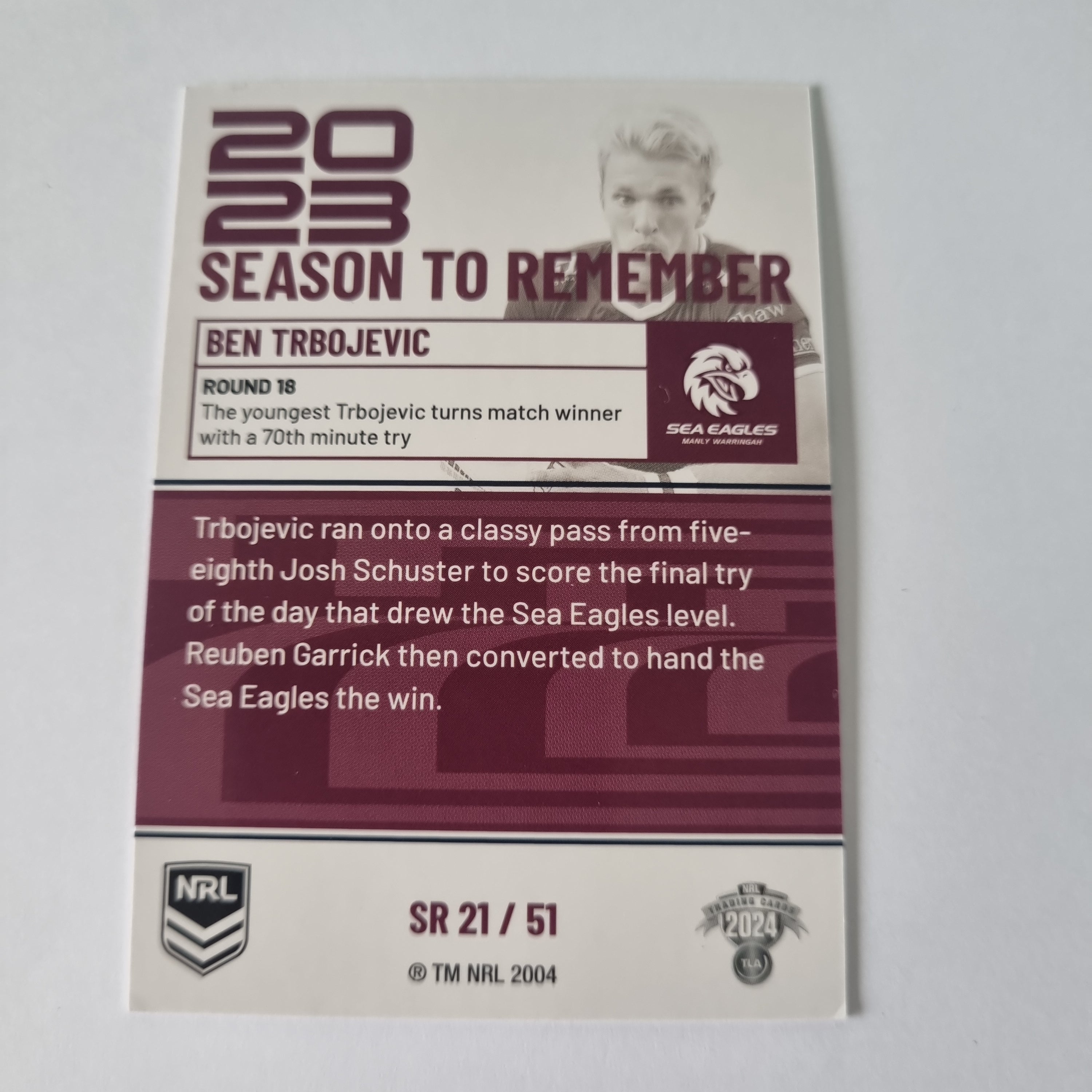 NRL 2024 Traders - Season to Remember - #SR21 Ben Trbojevic Sea Eagles