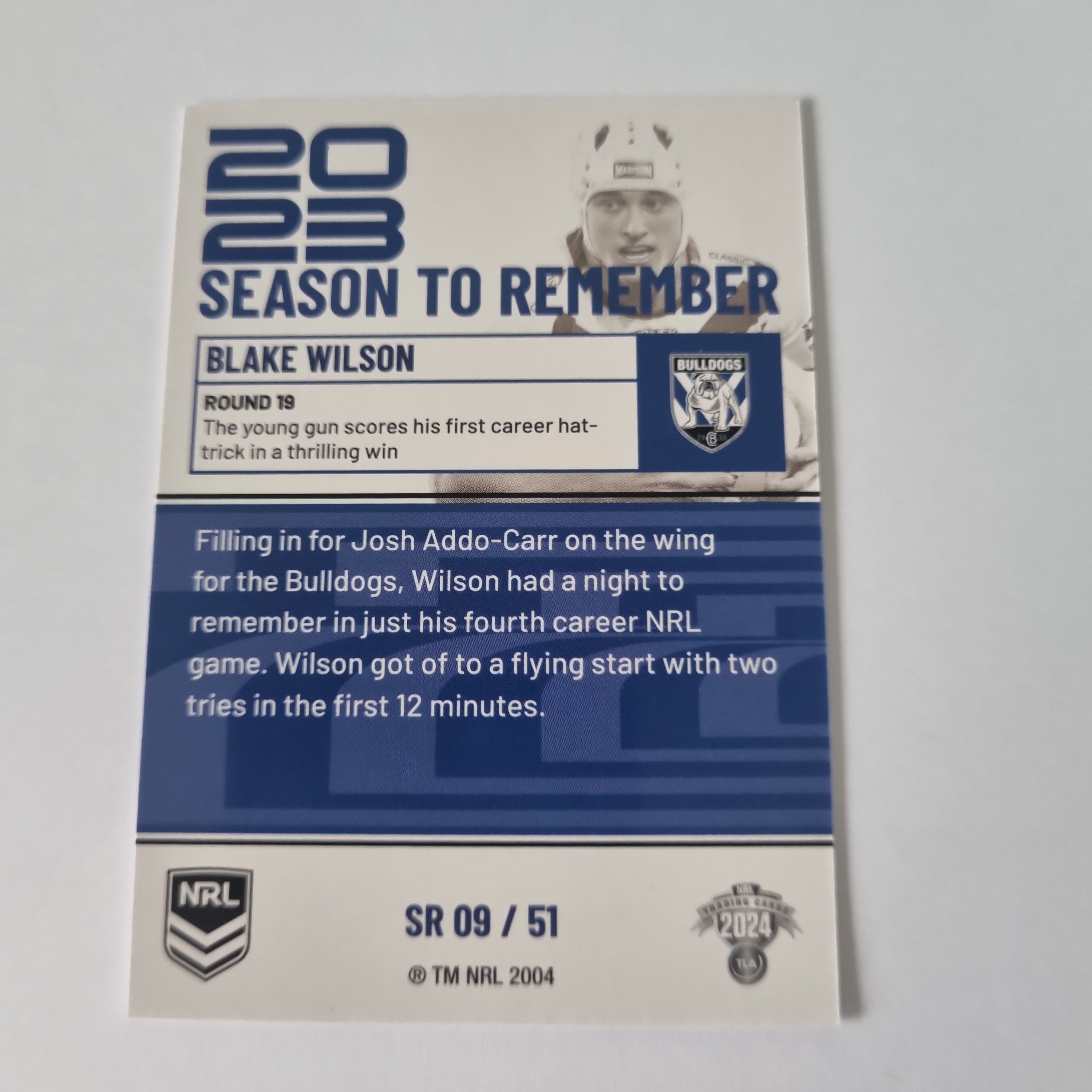 NRL 2024 Traders - Season to Remember - #SR09 - Blake Wilson Bulldogs