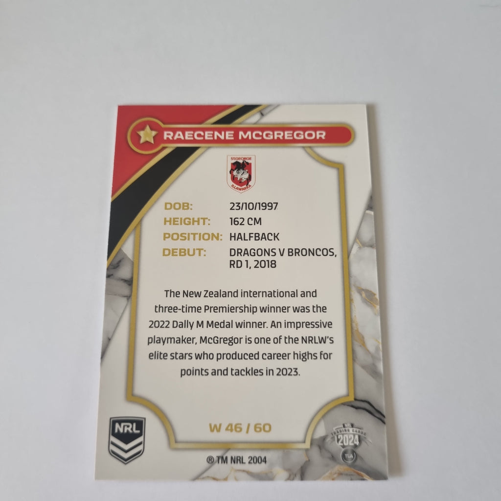 NRL 2024 Traders - NRLW - #W46 - Raecene McGregor - Dragons