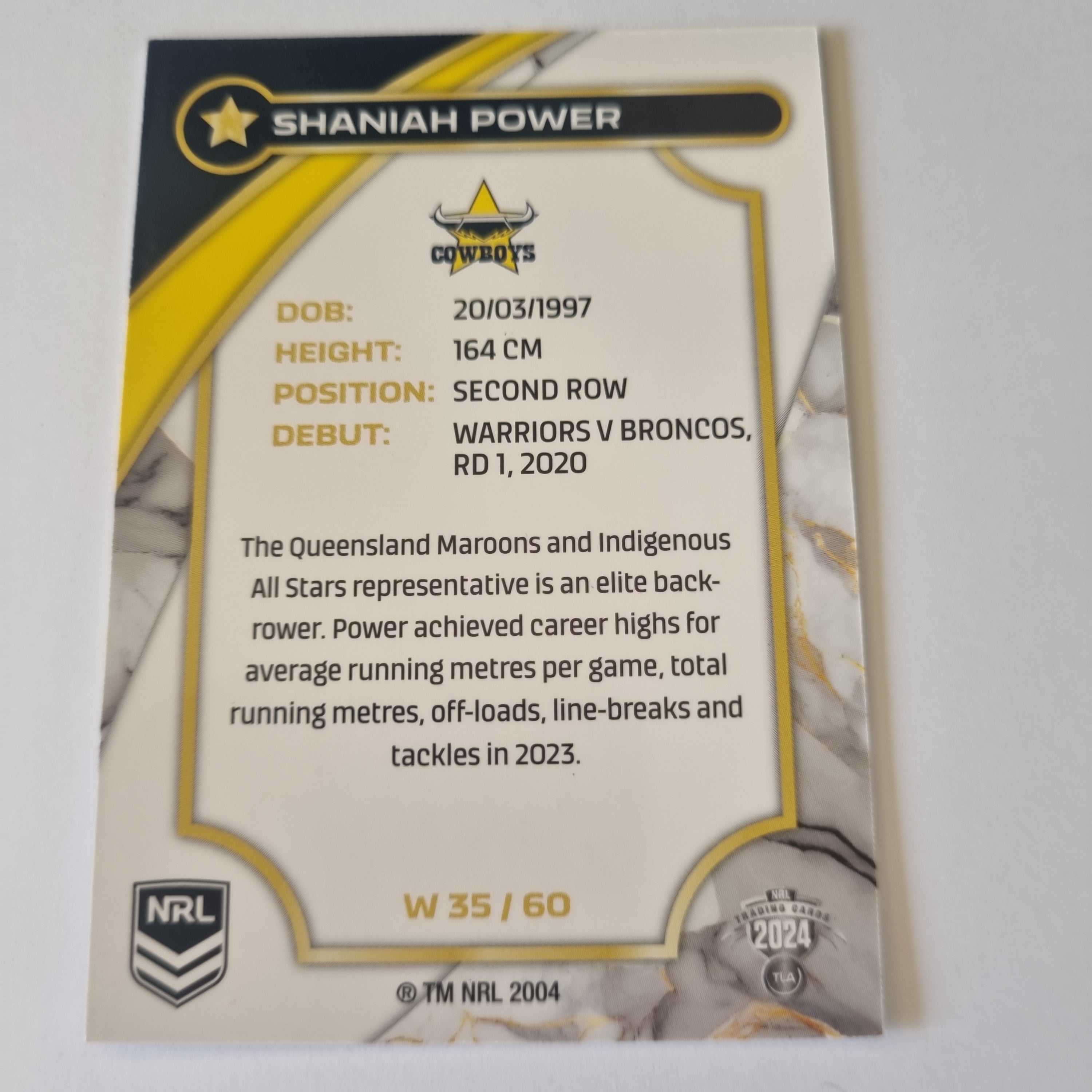 NRL 2024 Traders - NRLW - #W35 - Shaniah Power - Cowboys
