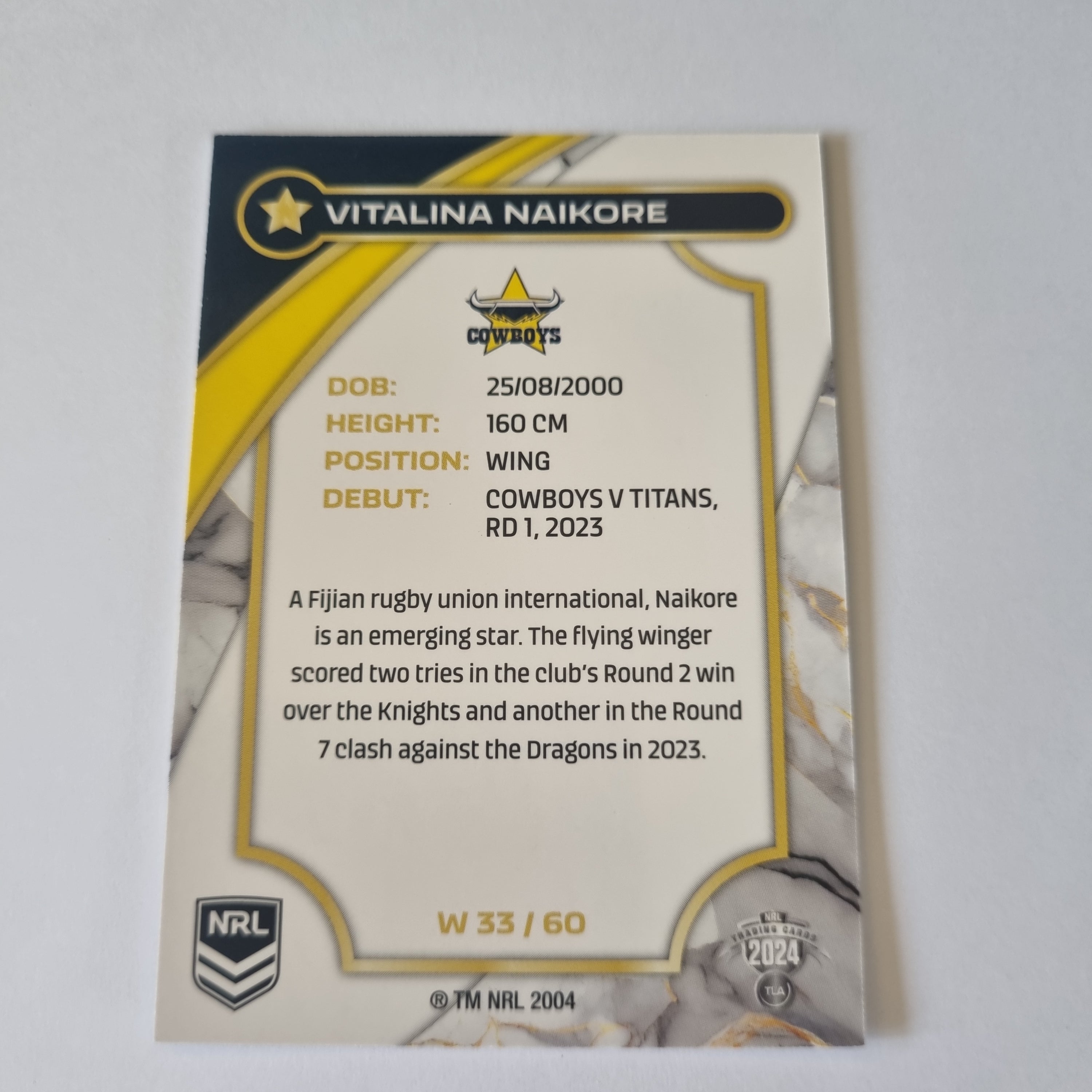 NRL 2024 Traders - NRLW - #W33 - Vitalina Naikore - Cowboys