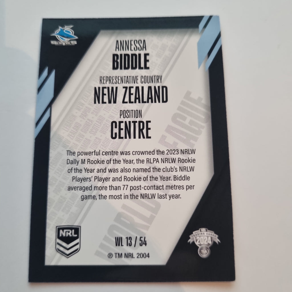 NRL 2024 Traders - World in League - #WL13 - Annessa Biddle - Sharks