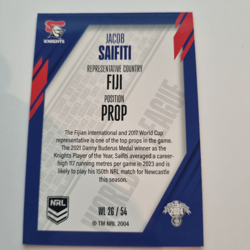 NRL 2024 Traders - World in League - #WL26 - Jacob Saifiti - Knights