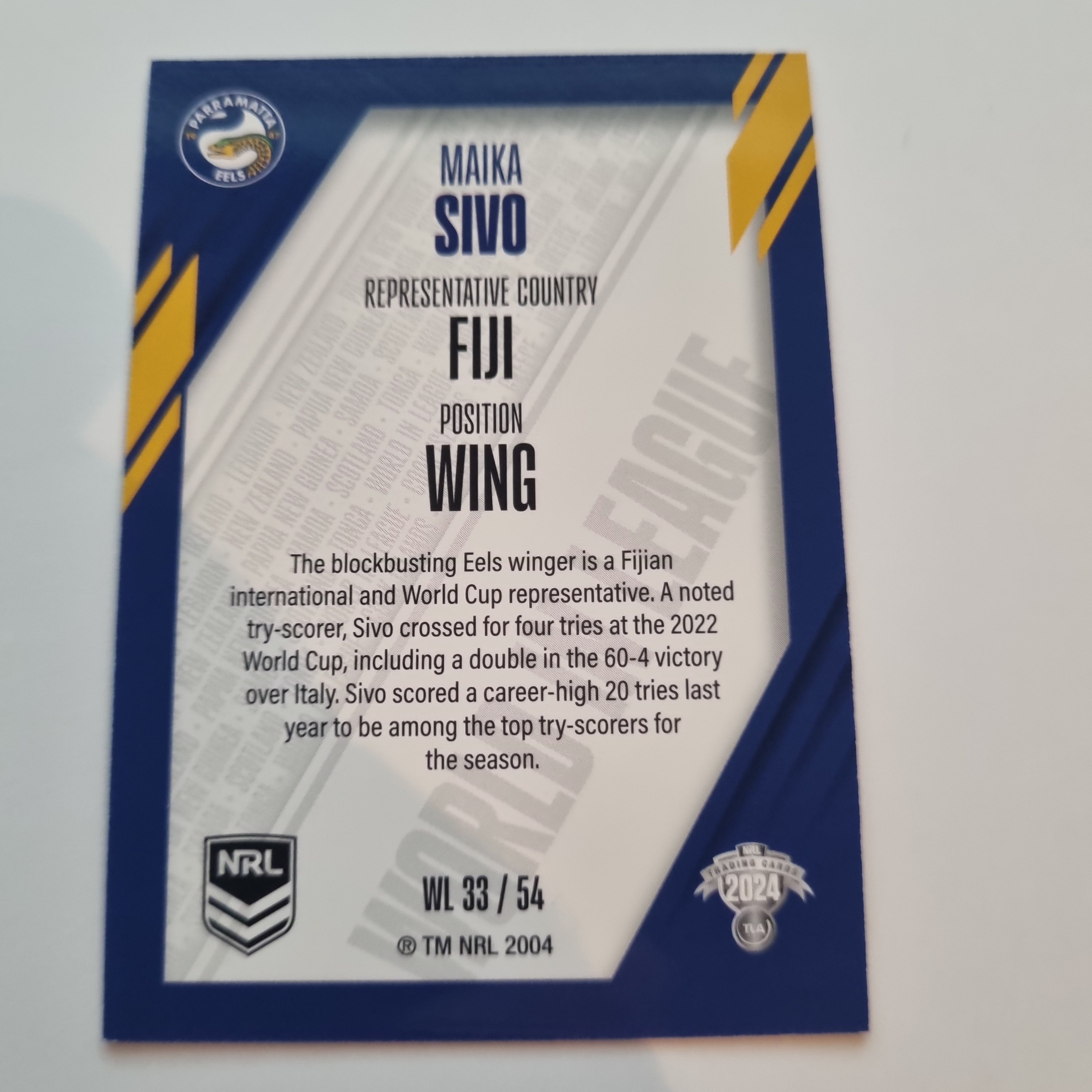 NRL 2024 Traders - World in League - #WL33 - Maika Sivo - Eels