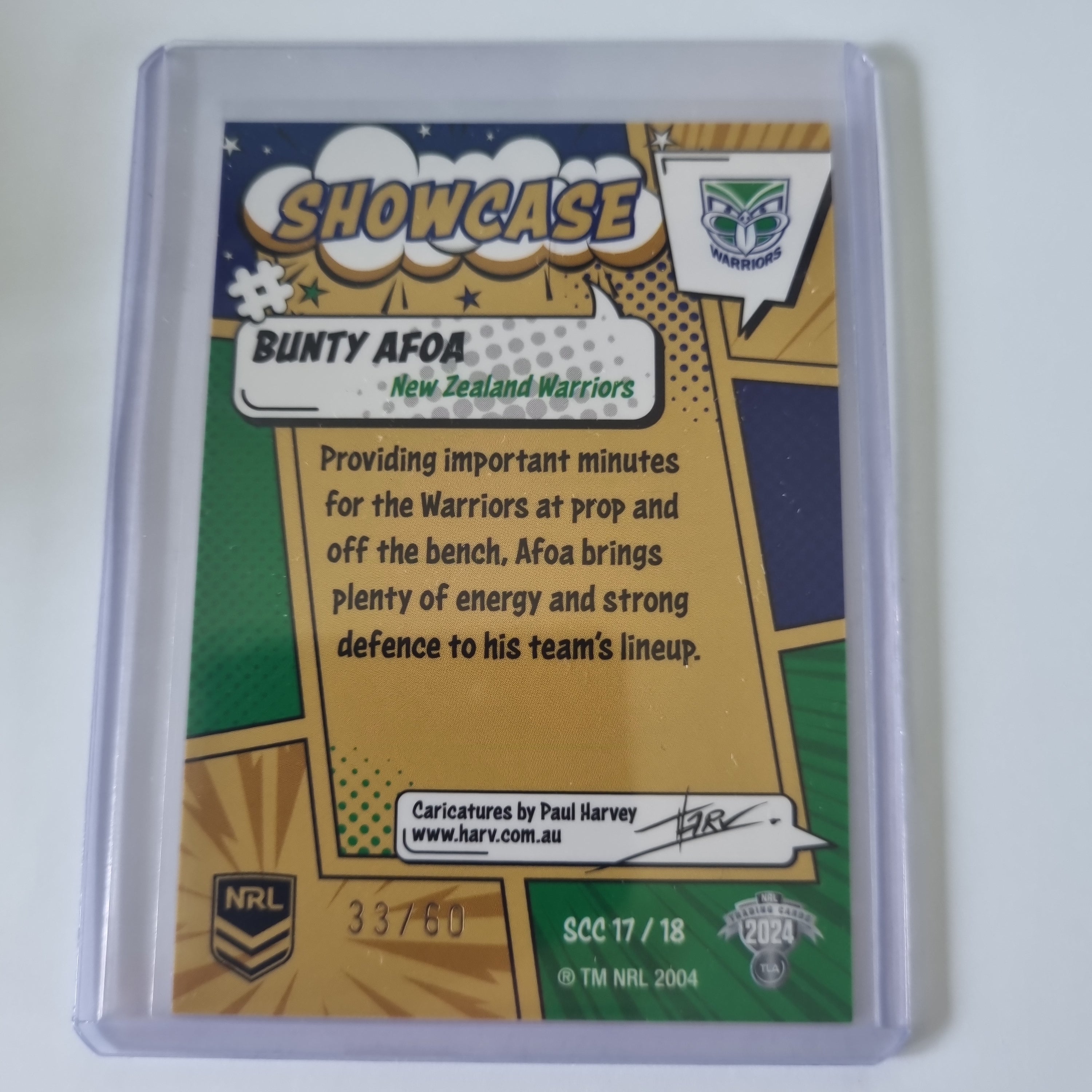 NRL 2024 Traders - Showcase Case Cards - #SCC17 - Bunty Afoa - #33/60